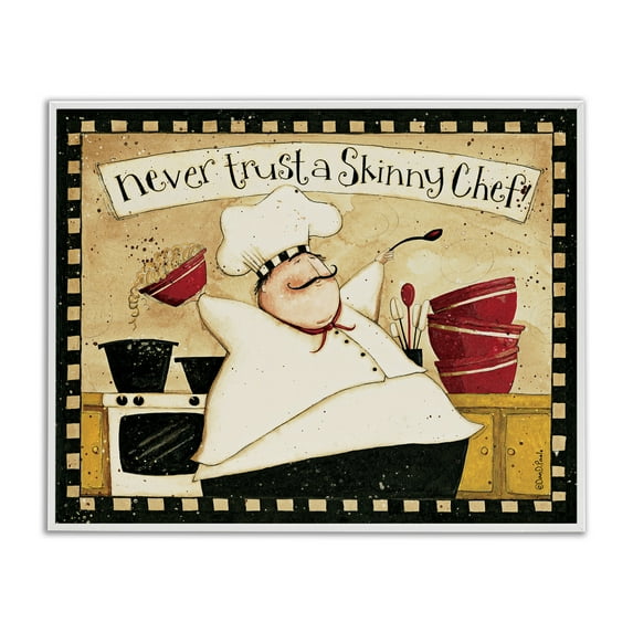 Stupell Industries Skinny Chef Funny Kitchen Food & Beverage Painting White Framed Art Print Wall Art, 30 x 24