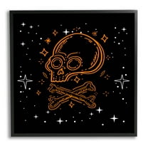 Stupell Industries Skull Crossbones Halloween Stars Graphic Art Black Framed Art Print Wall Art, Design by Lil' Rue