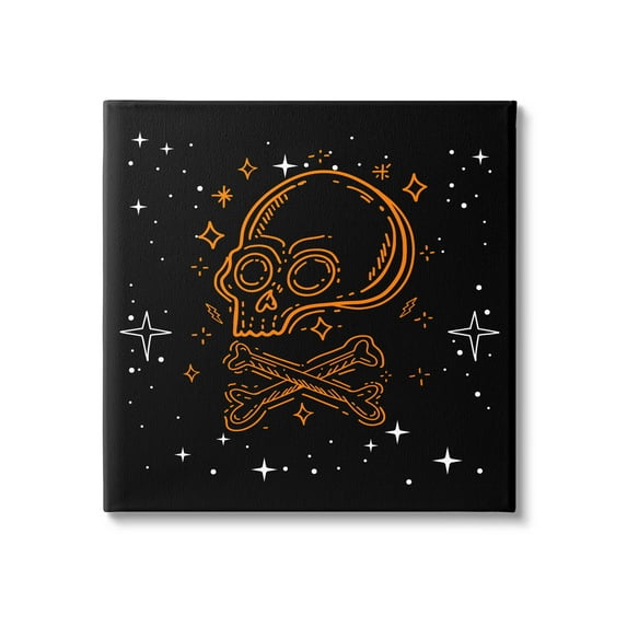 Stupell Industries Skull Crossbones Halloween Stars Graphic Art Gallery Wrapped Canvas Print Wall Art, Design by Lil' Rue
