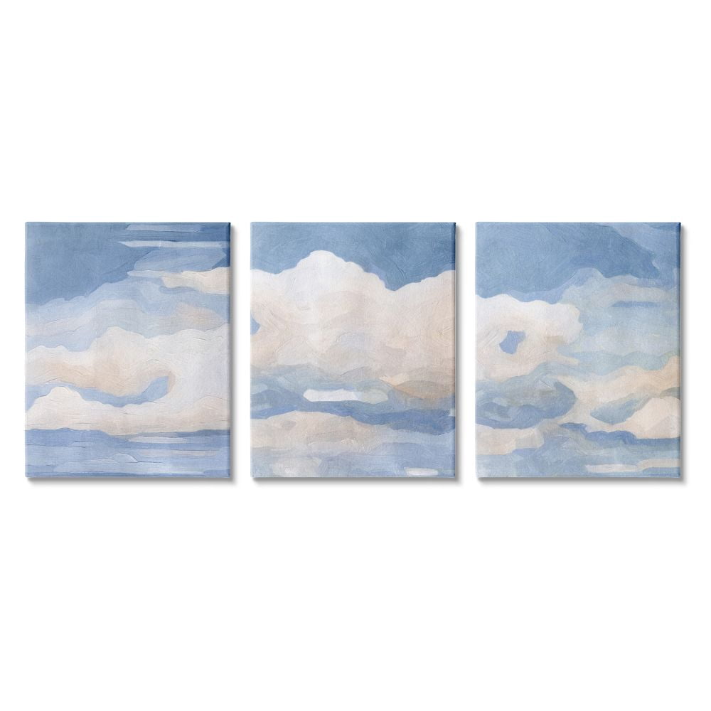 Stupell Industries Sky Blue Cloud Scape Traditional Nature Painting Canvas Wall Art Design by Emma Caroline, 3 Piece, 24" x 30"