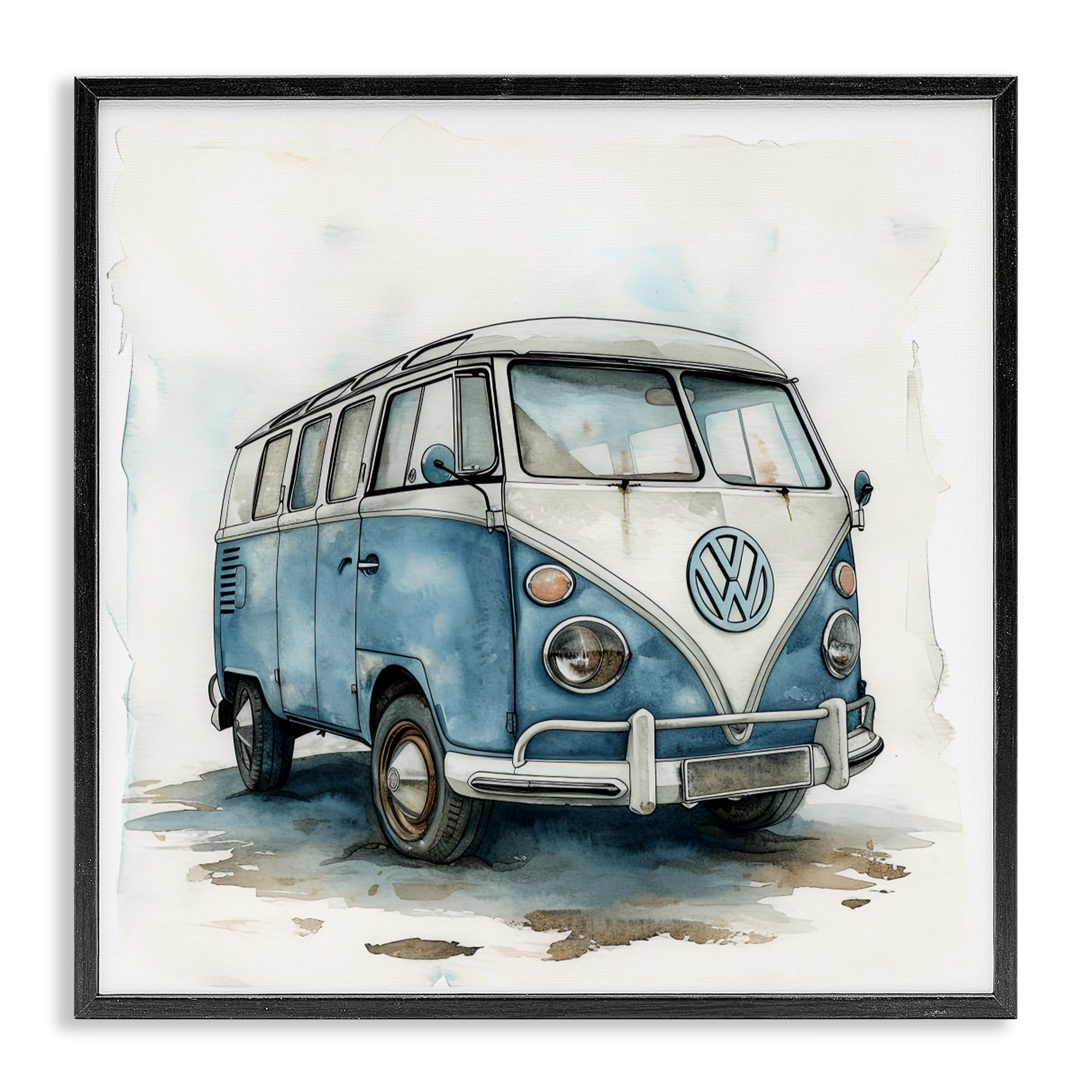 Stupell Industries Sky Blue Surf Van Black Framed Giclee Art, design by Ray Powers