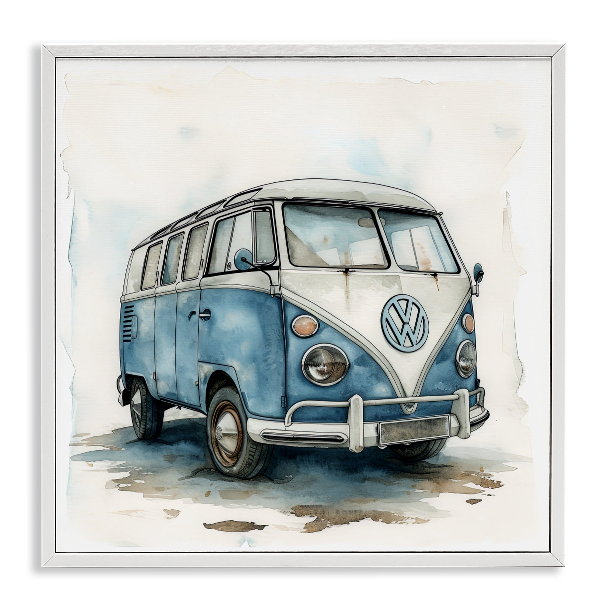 Stupell Industries Sky Blue Surf Van White Framed Giclee Art, design by Ray Powers