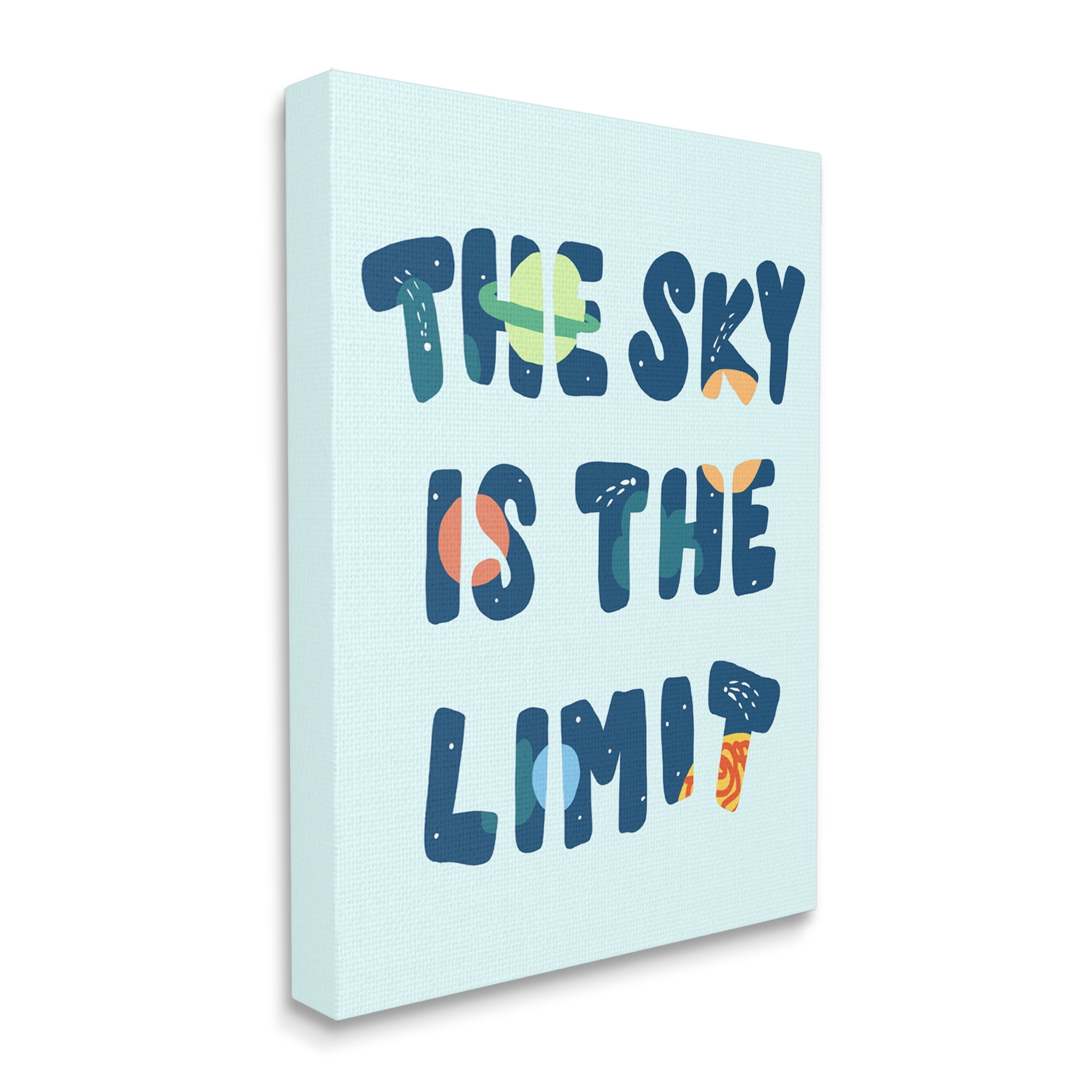 Stupell Industries Sky Is the Limit Quote Space Planet Typography, 36 x 48, Designed by Daphne Polselli