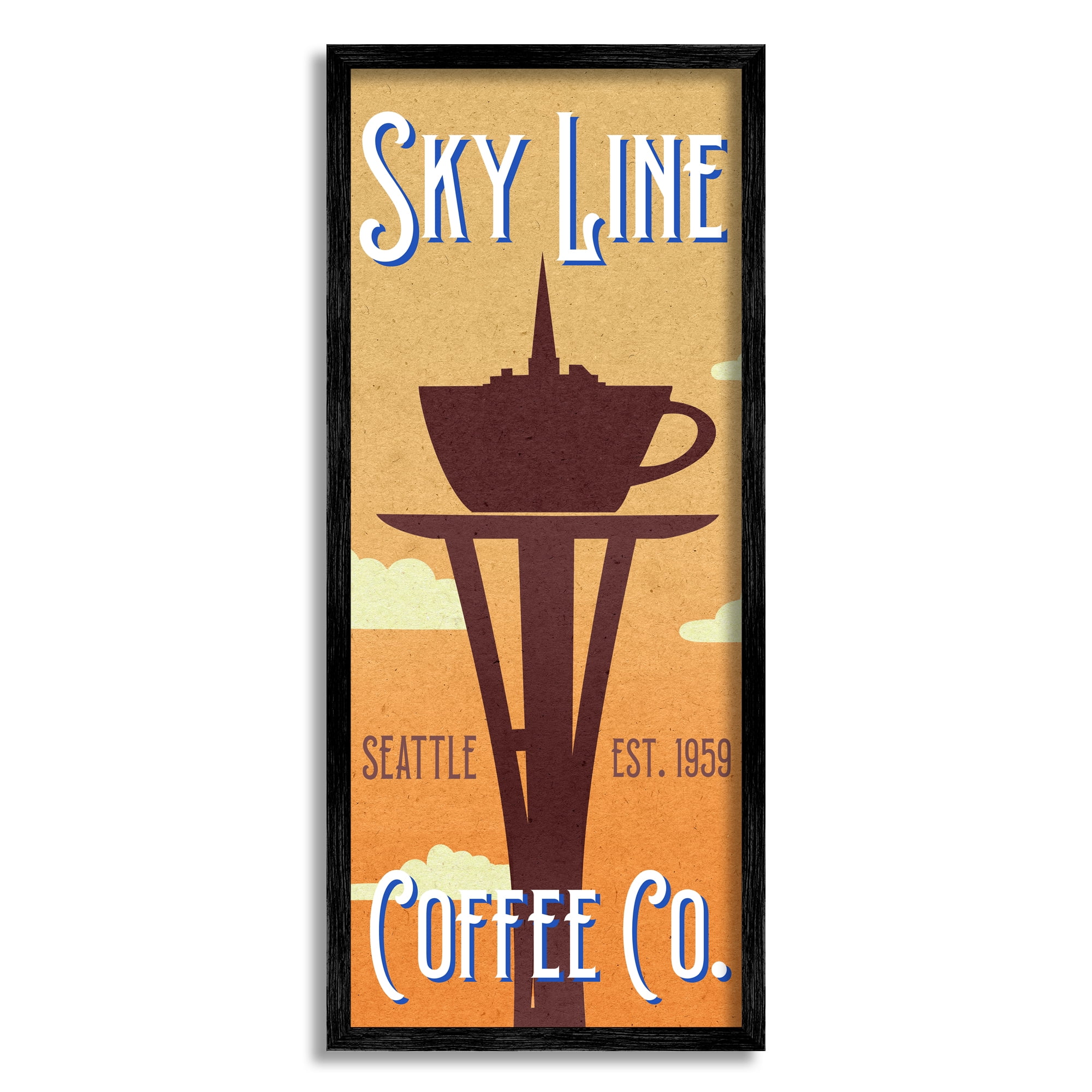 Stupell Industries Sky Line Seattle Coffee Company Cappuccino Saucer Tower, 10 x 24, Design by Daphne Polselli