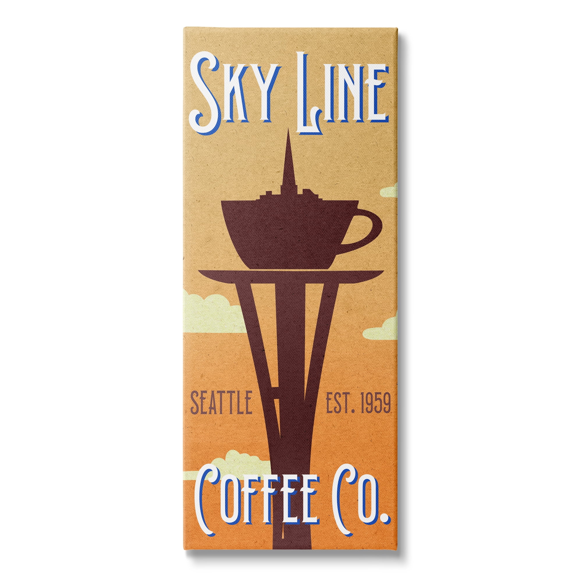 Stupell Industries Sky Line Seattle Coffee Company Cappuccino Saucer Tower, 13 x 30, Design by Daphne Polselli