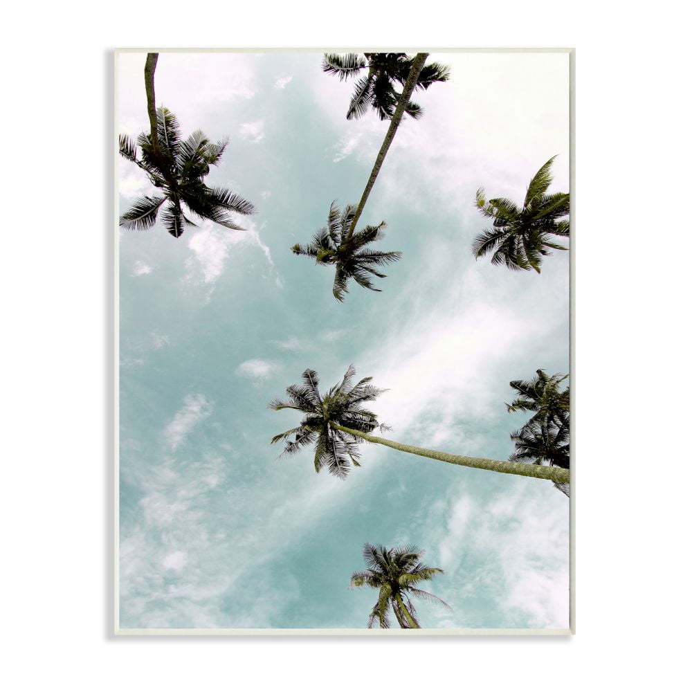 Sky Through Palm Trees Tropical Summer Photograph Wood Wall Art, 10 x 15