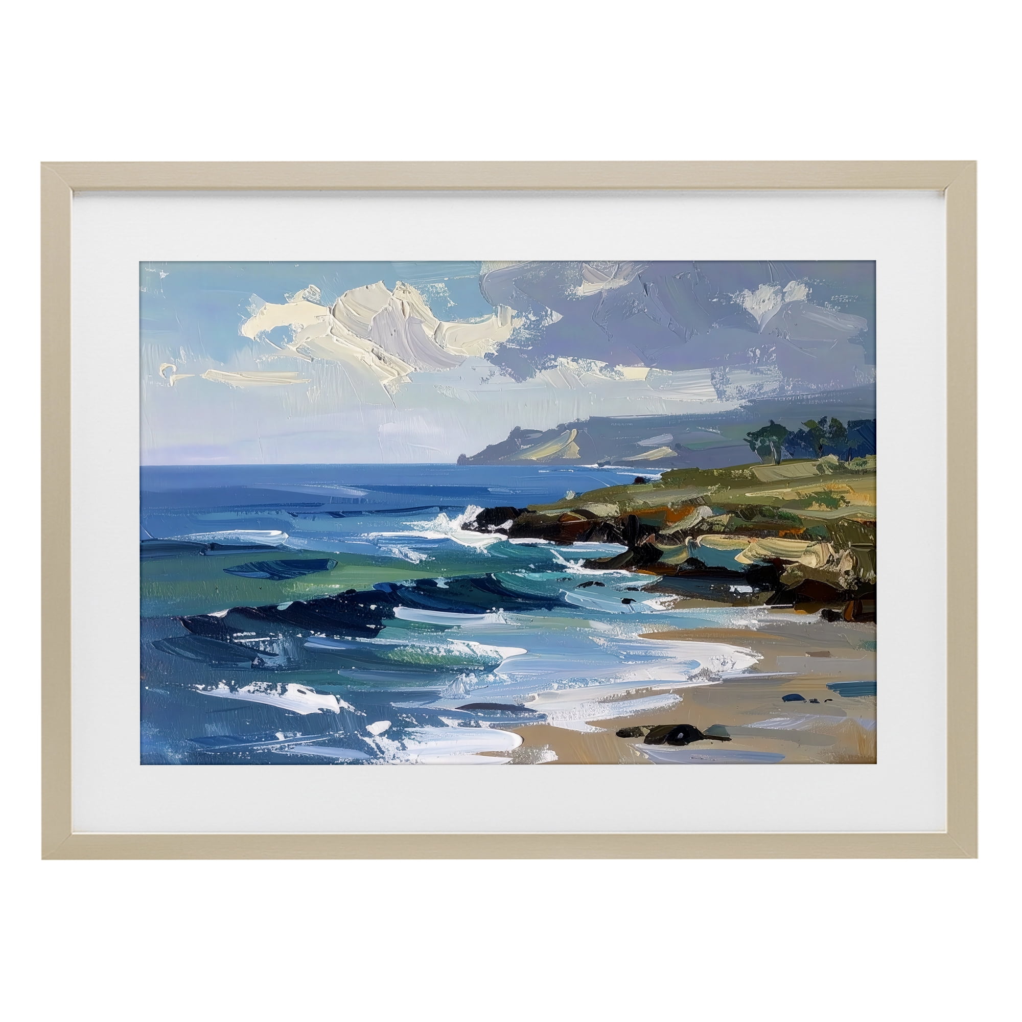 Stupell Industries Sky To Sea Impression Birch Framed Print Under Glass, design by Alonza Saunders