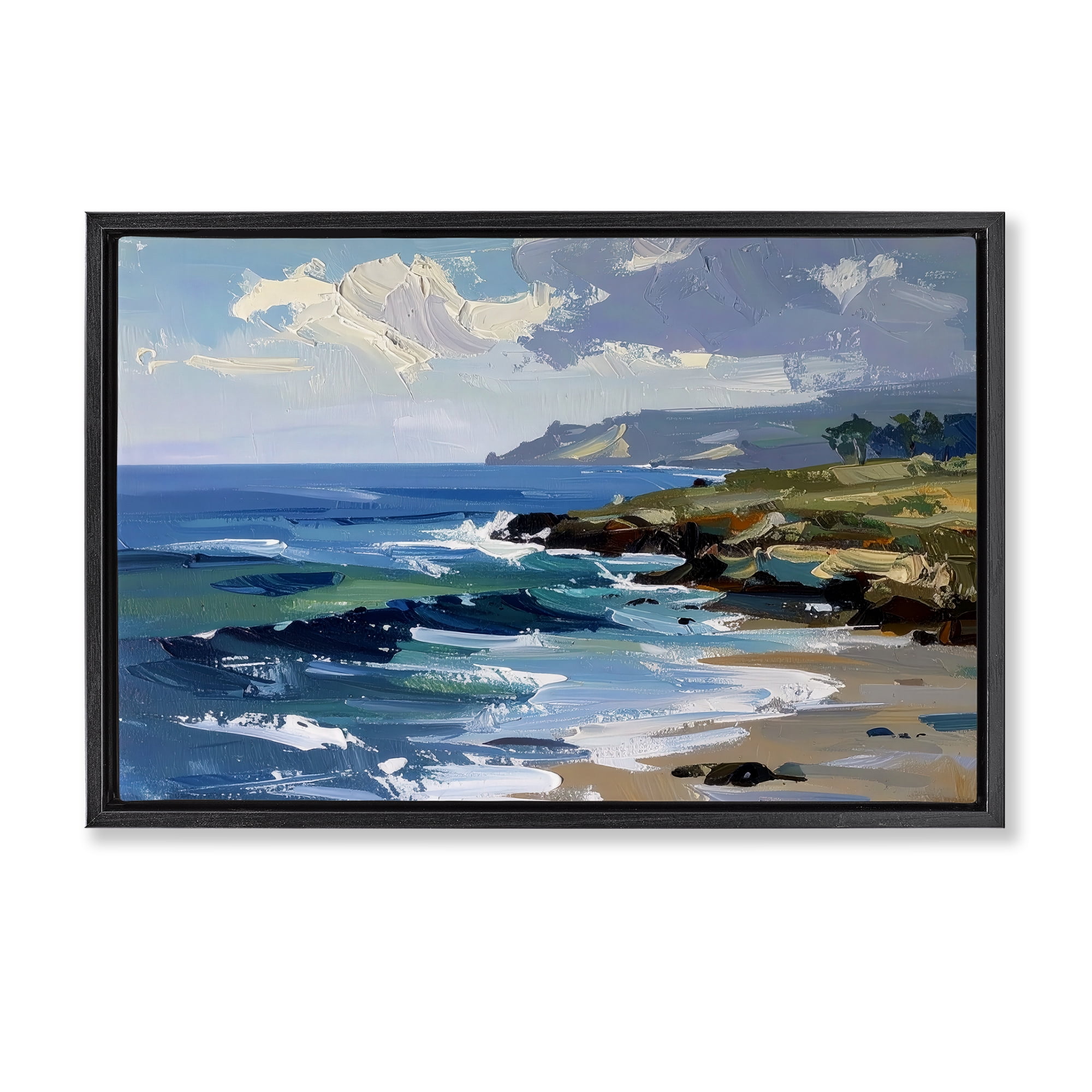 Stupell Industries Sky To Sea Impression Black Framed Floater Canvas Wall Art, design by Alonza Saunders