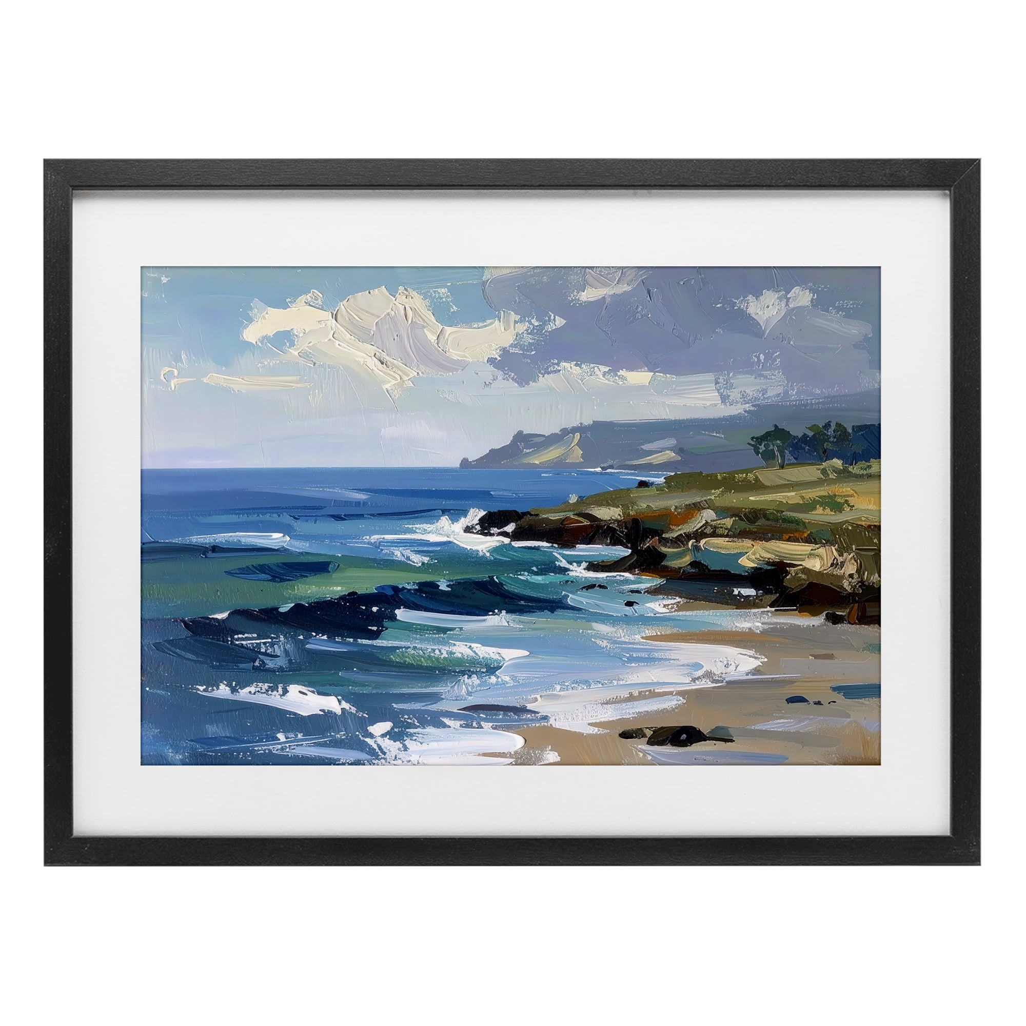 Stupell Industries Sky To Sea Impression Black Framed Print Under Glass, design by Alonza Saunders