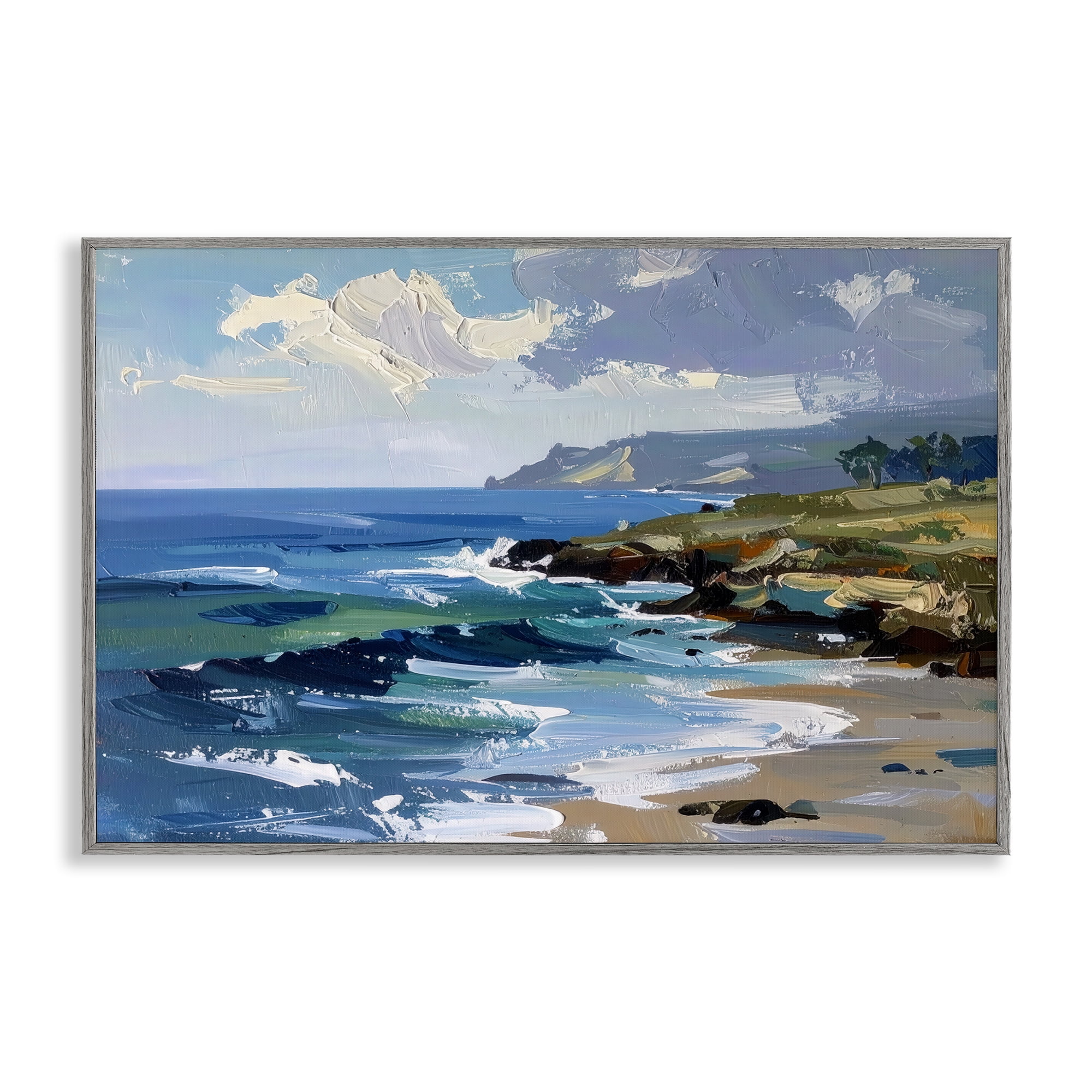 Stupell Industries Sky To Sea Impression Gray Framed Giclee Art, design by Alonza Saunders