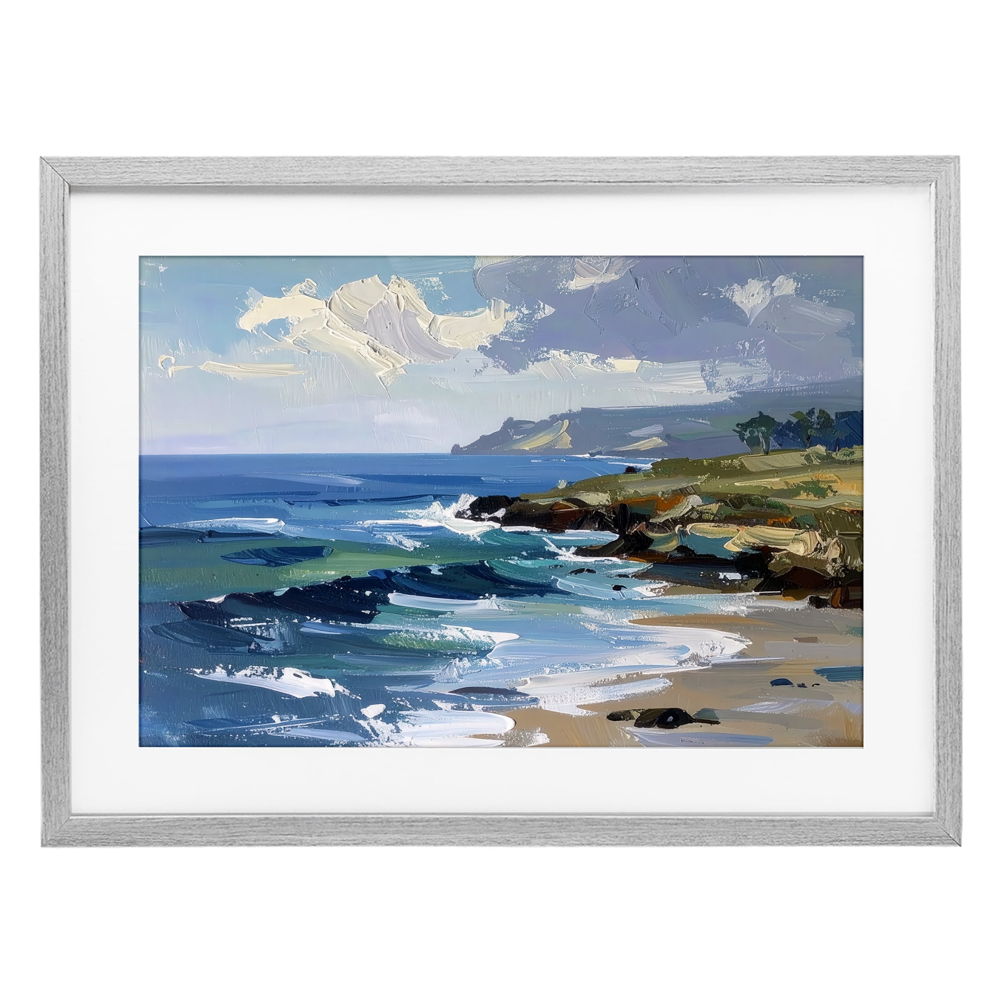 Stupell Industries Sky To Sea Impression Gray Framed Print Under Glass, design by Alonza Saunders