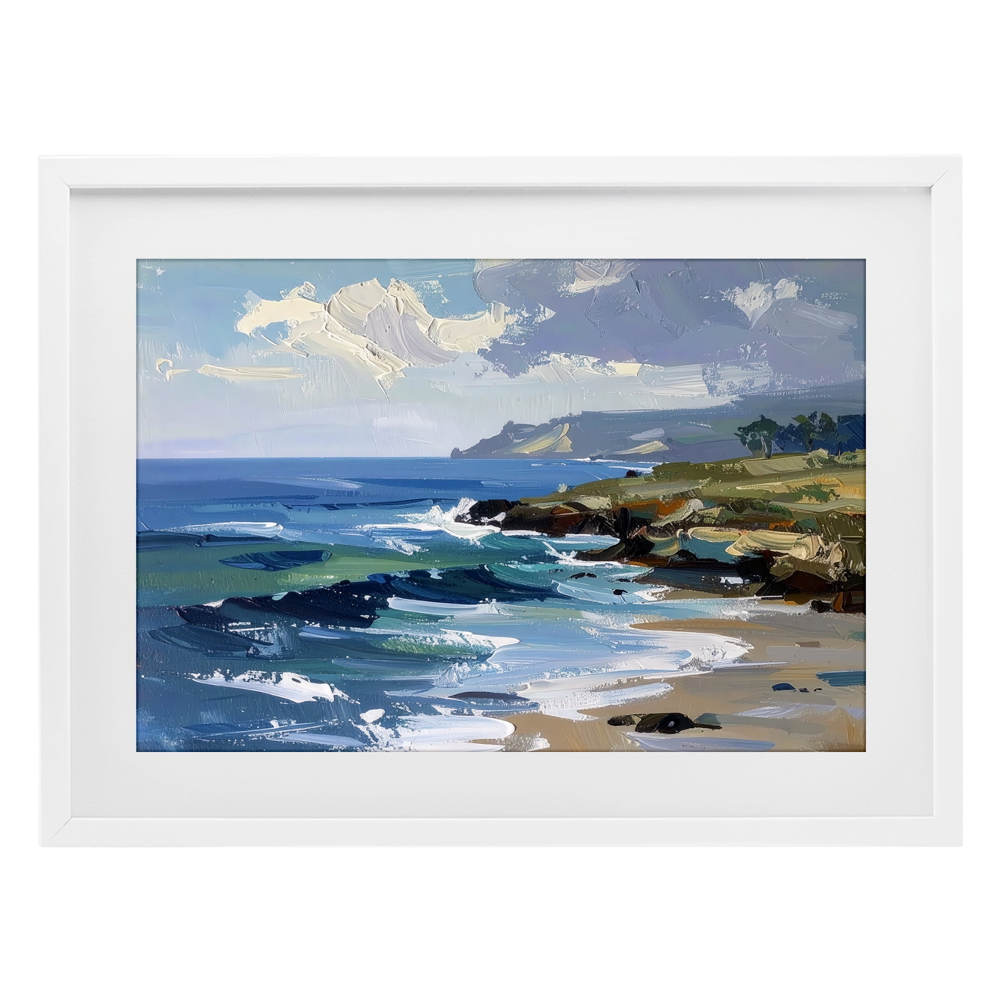 Stupell Industries Sky To Sea Impression White Framed Print Under Glass, design by Alonza Saunders