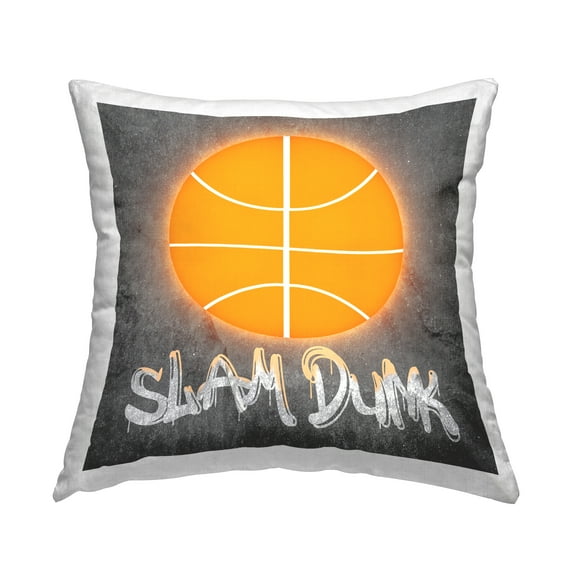 Stupell Industries Slam Dunk Basketball Graffiti Decorative Printed Throw Pillow, 18 x 18