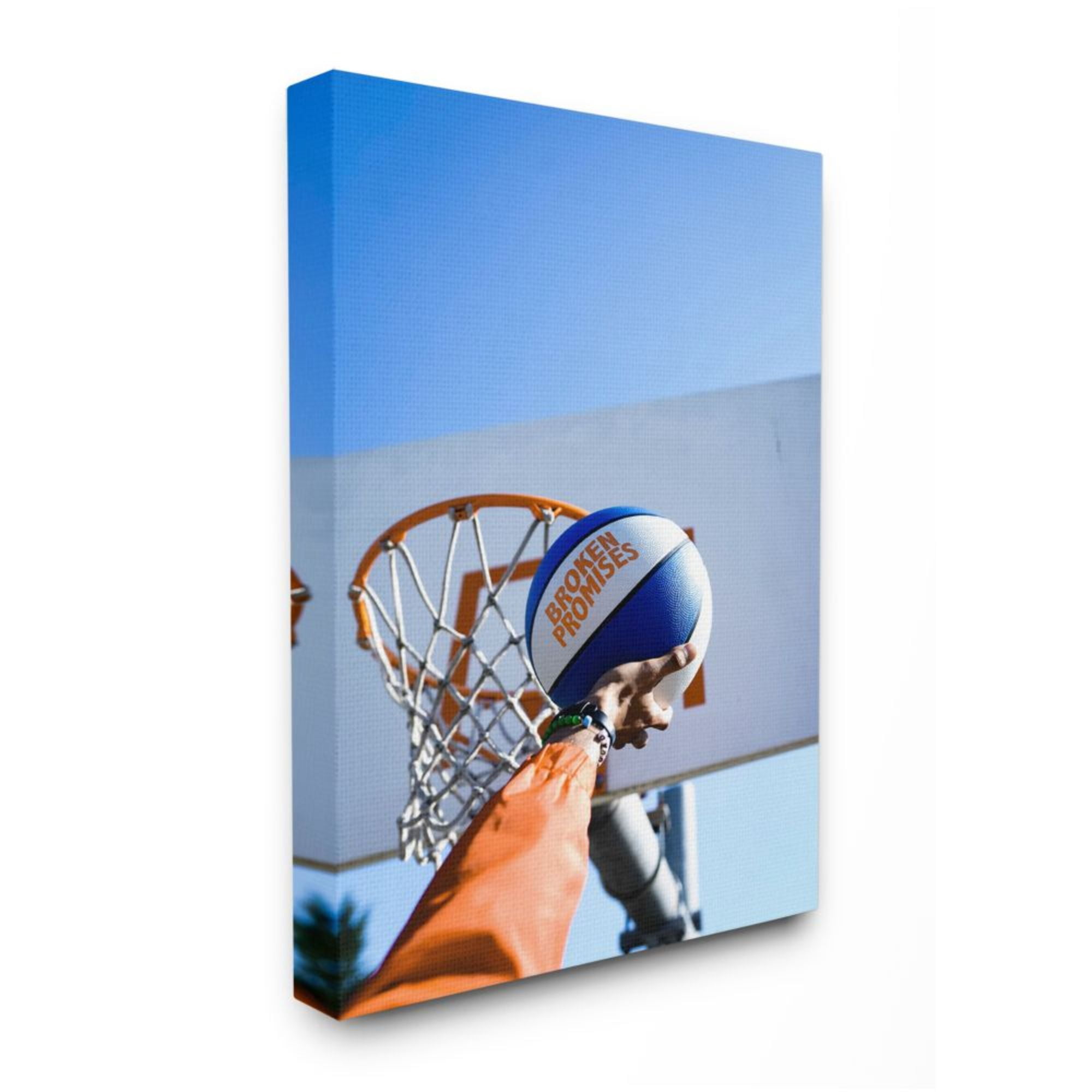 Stupell Industries Slam Dunk Basketball Pose Broken Promises Phrase Design by Unsplash, 36" x 48"