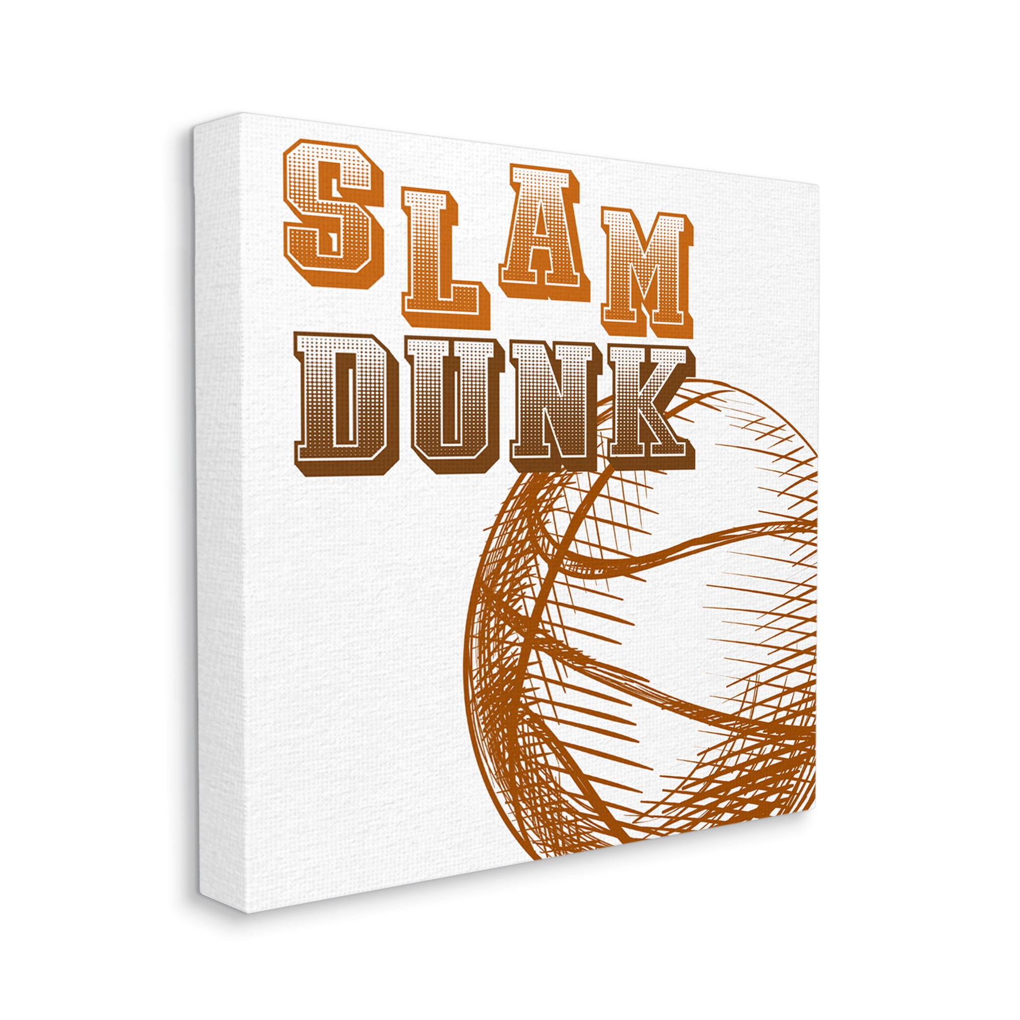 Stupell Industries Slam Dunk Basketball Sports Ball Orange Varsity Typography Sports Painting Gallery Wrapped Canvas Print Wall Art, 36 x 36