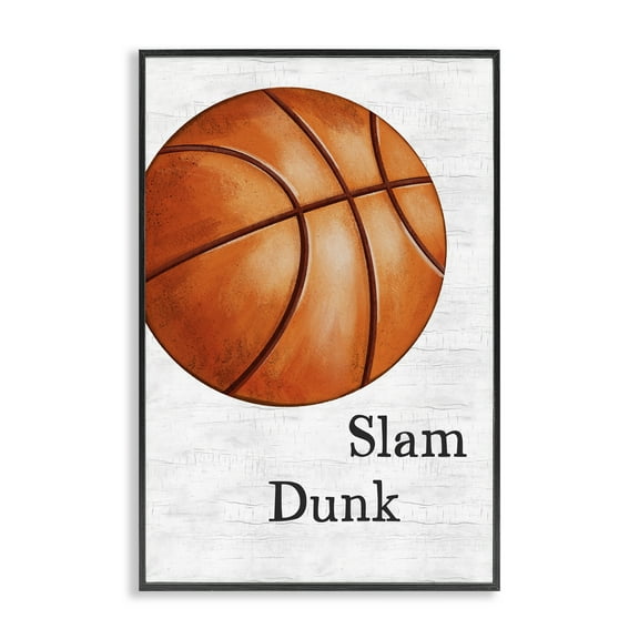 Stupell Industries Slam Dunk Basketball Sports Painting Black Framed Art Print Wall Art, 12 x 18