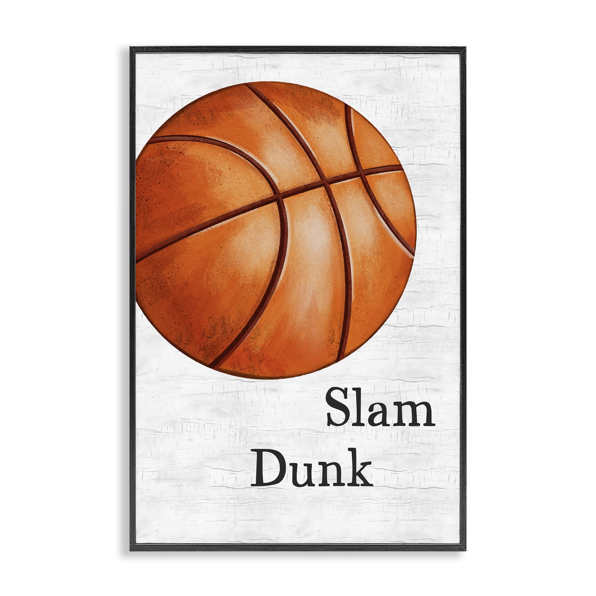 Stupell Industries Slam Dunk Basketball Sports Painting Black Framed Art Print Wall Art, 20 x 30