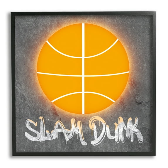 Stupell Industries Slam Dunk Urban Sports Sports Painting Black Framed Art Print Wall Art, 12 x 12