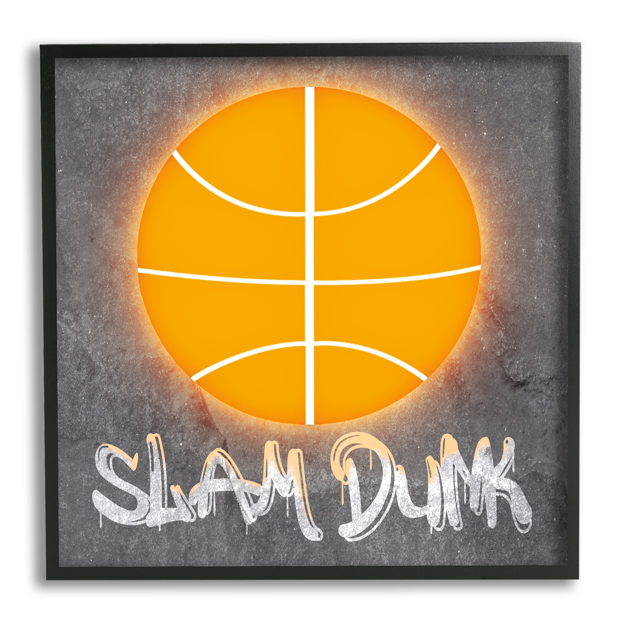Stupell Industries Slam Dunk Urban Sports Sports Painting Black Framed Art Print Wall Art, 24 x 24