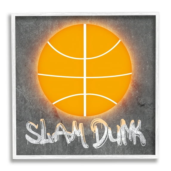 Stupell Industries Slam Dunk Urban Sports Sports Painting White Framed Art Print Wall Art, 17 x 17