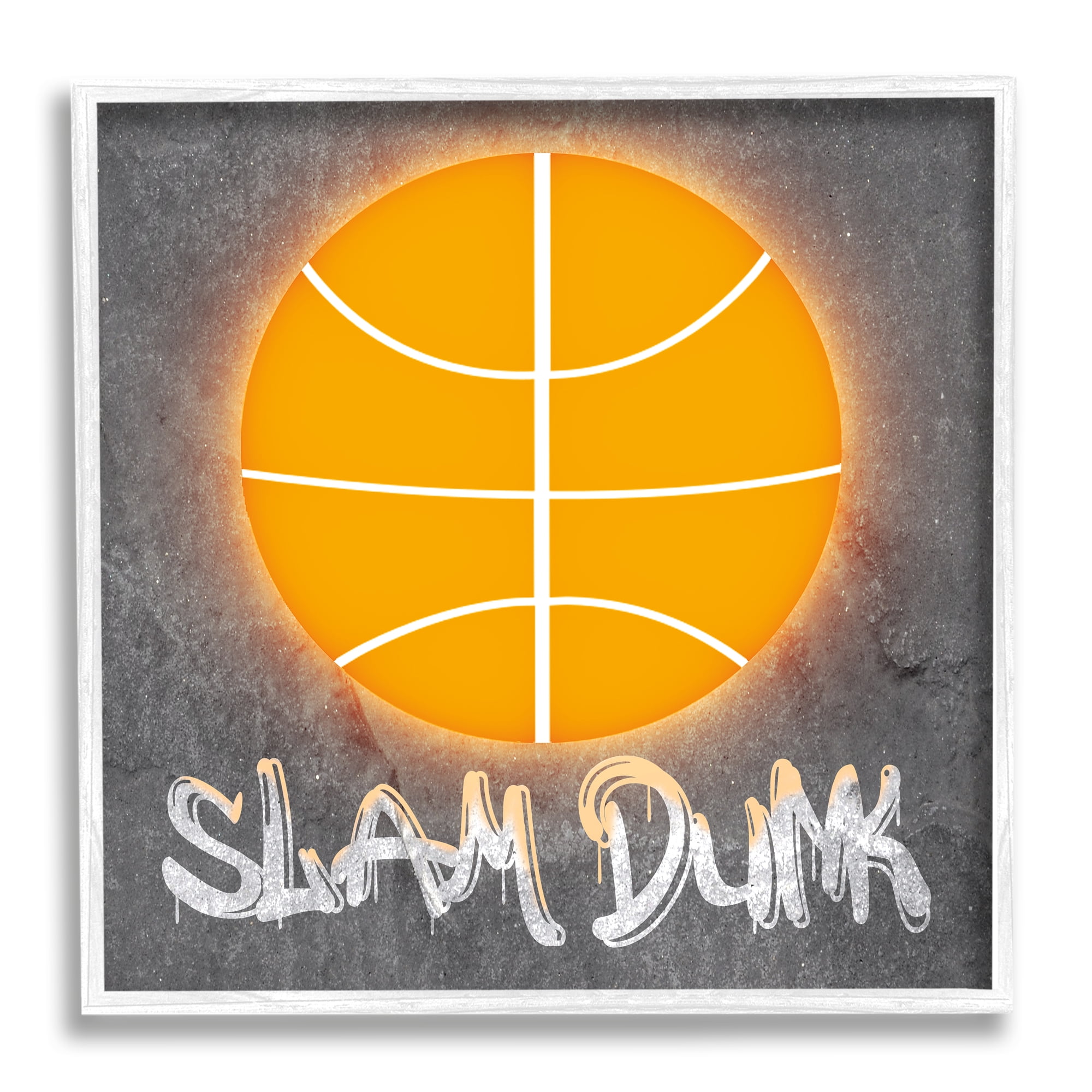 Stupell Industries Slam Dunk Urban Sports Sports Painting White Framed Art Print Wall Art, 24 x 24