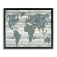 Stupell Industries Slate Blue & Tan World Map Town & City Painting