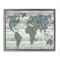 Stupell Industries Slate Blue & Tan World Map Town & City Painting Gray