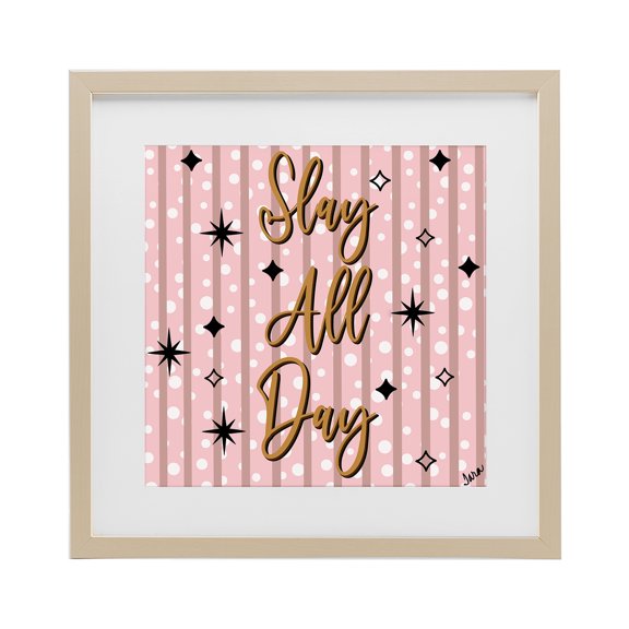 Stupell Industries Slay All Day with Sparkle Pattern Birch Framed Print Under Glass, design by Tara Boone