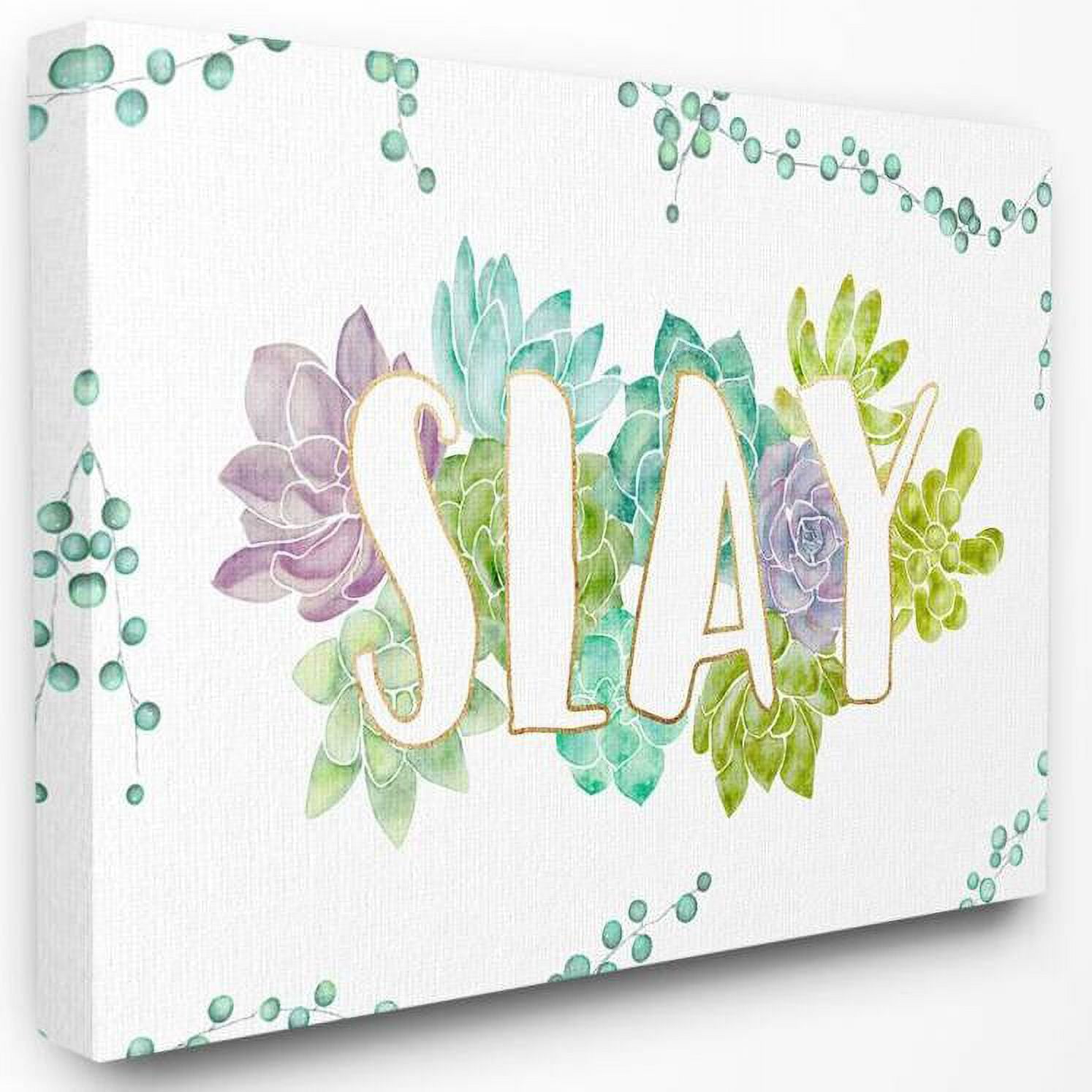 Stupell Industries Slay Succulent Flowers Green Purple Watercolor Painting Canvas Wall Art by Ziwei Li