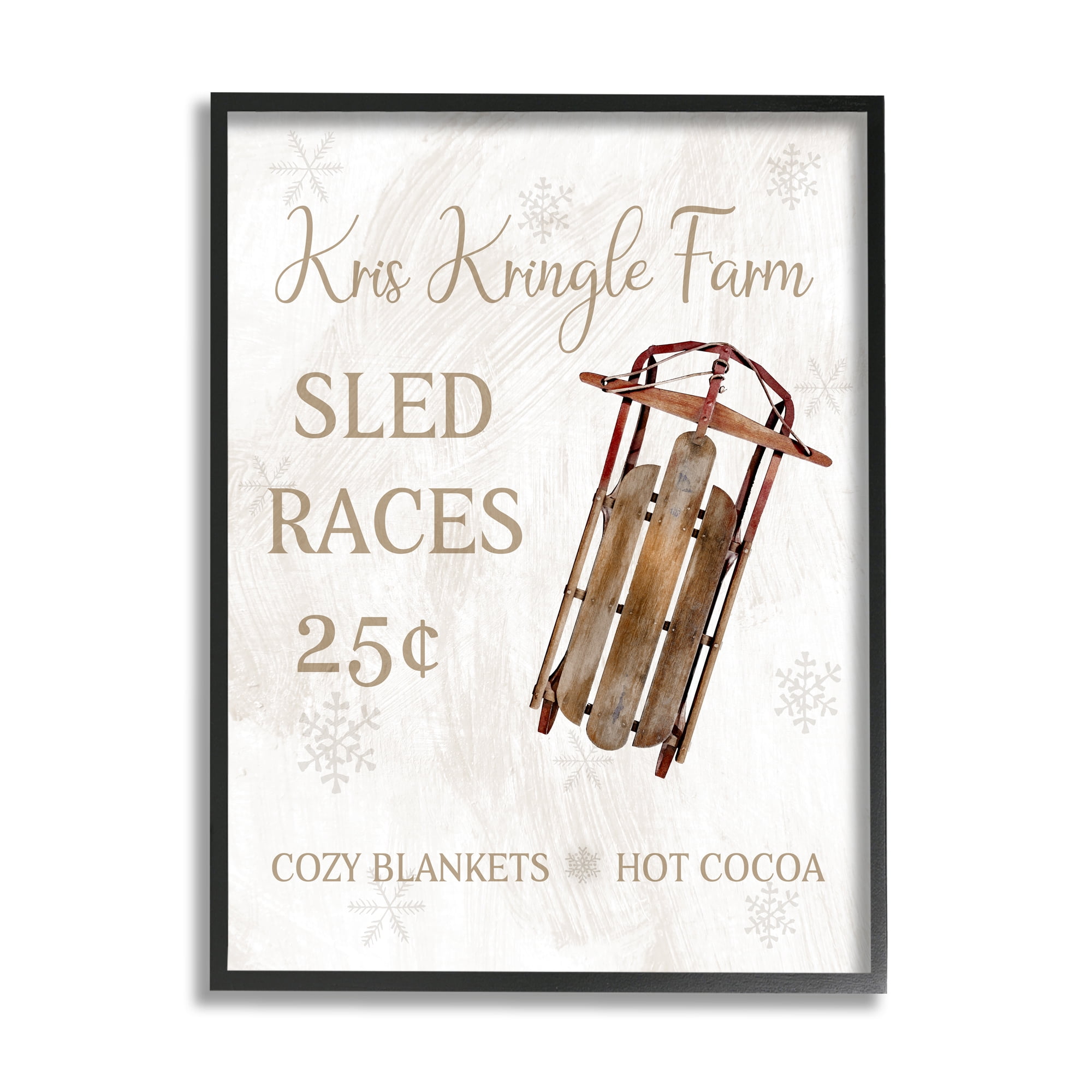 Stupell Industries Sled Races Holiday Sign Holiday Painting Black Framed Art Print Wall Art, 16 x 20