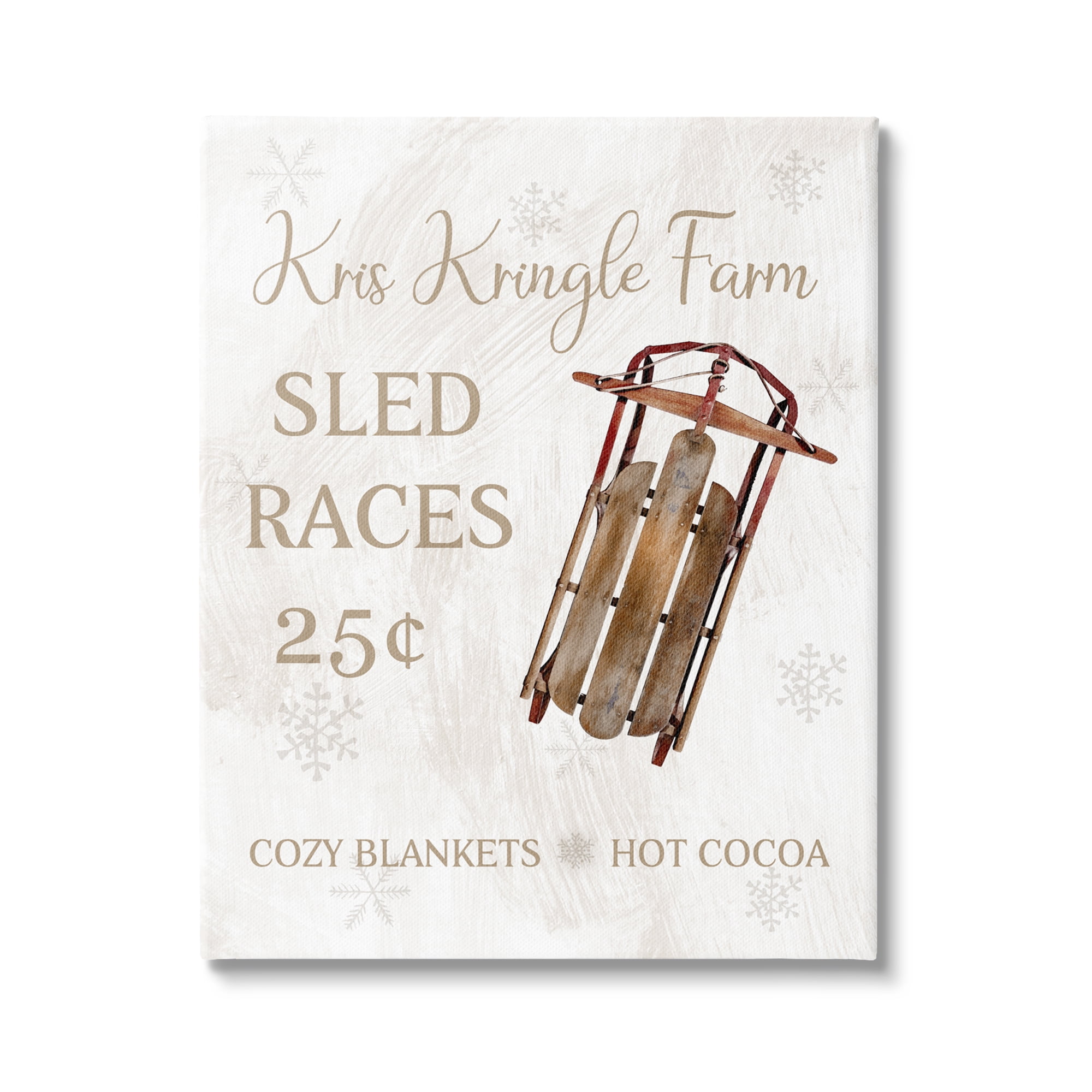 Stupell Industries Sled Races Holiday Sign Holiday Painting Gallery Wrapped Canvas Art Print Wall Art, 30 x 40