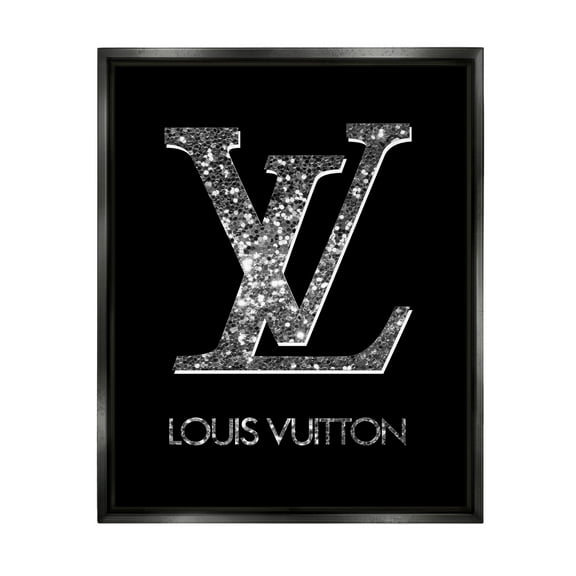Stupell Industries Sleek Black Glam Logo Typography Painting Black Floater Framed Art Print Wall Art, 17 x 21