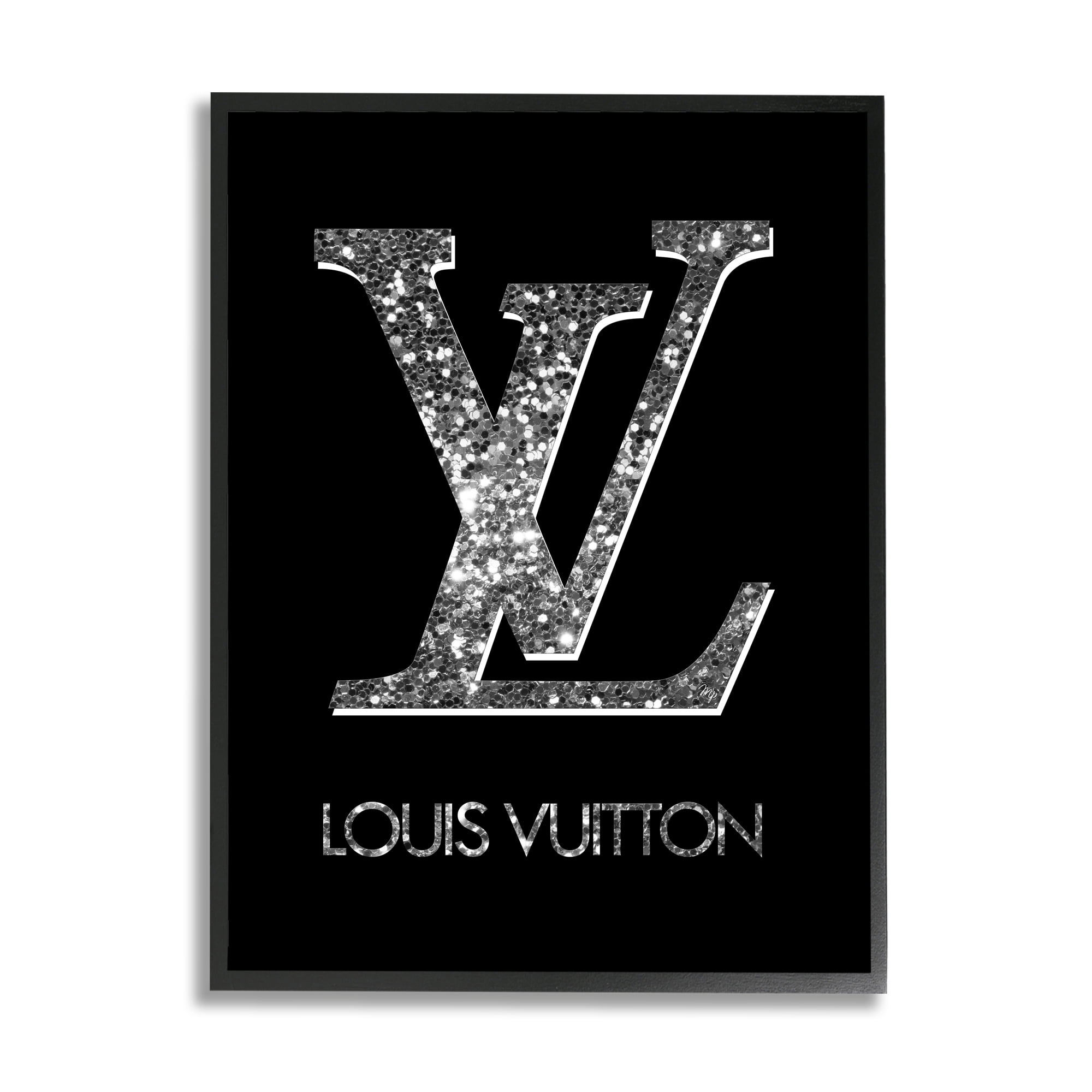 Stupell Industries Sleek Black Glam Logo Typography Painting Black Framed Art Print Wall Art, 11 x 14