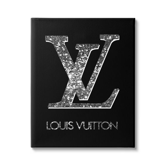 Stupell Industries Sleek Black Glam Logo Typography Painting Gallery Wrapped Canvas Print Wall Art, 16 x 20