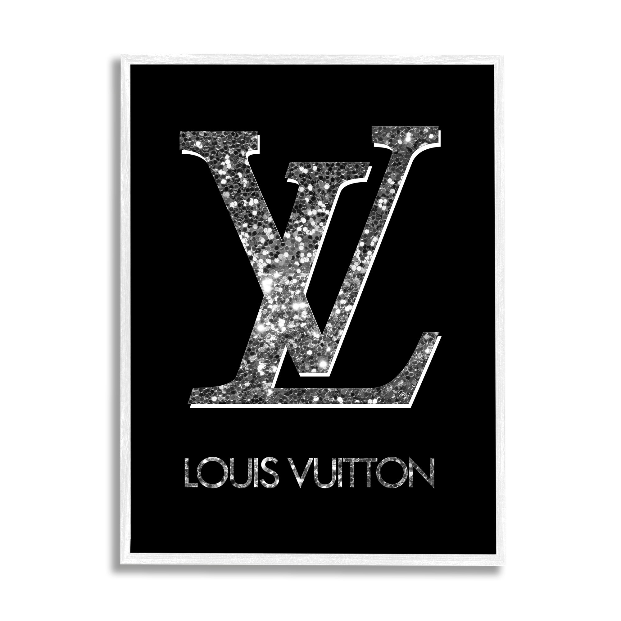 Stupell Industries Sleek Black Glam Logo Typography Painting White Framed Art Print Wall Art, 11 x 14