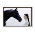 thumbnail image 1 of Stupell Industries Sleek Black Horse & Girl People Painting Brown Floater Framed Canvas Art Print Wall Art, 31 x 21, 1 of 10