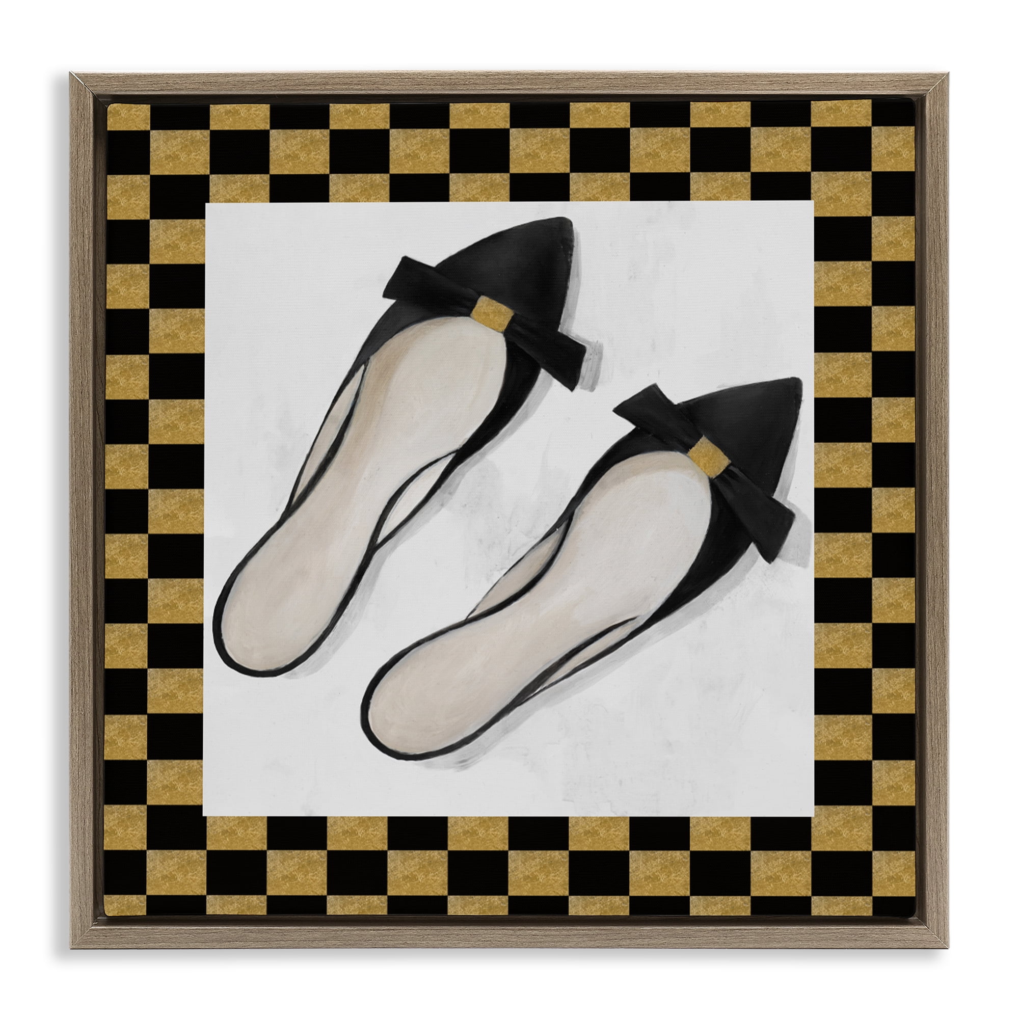 Stupell Industries Sleek Black Sliders Brown Framed Floater Canvas Wall Art, design by Lorenzo Collective