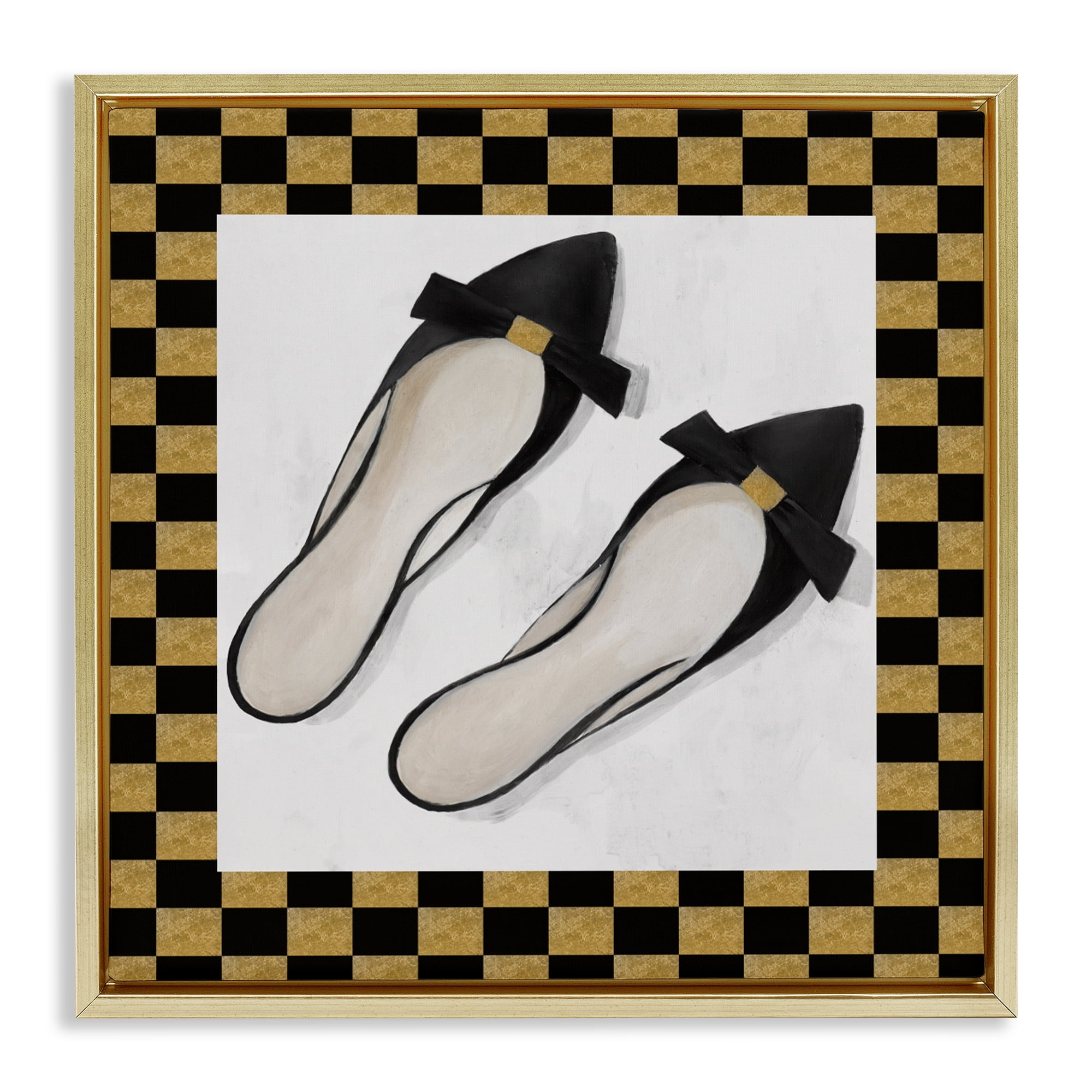 Stupell Industries Sleek Black Sliders Gold Framed Floater Canvas Wall Art, design by Lorenzo Collective
