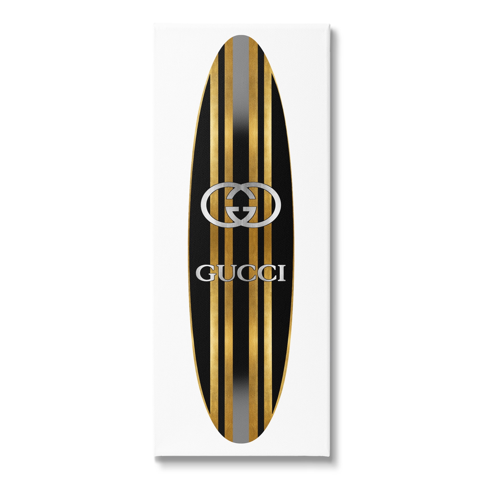 Stupell Sleek Black Stripes Glam Designer Fashion Surfboard Canvas Wall Art, 13 x 30, Design by Madeline Blake