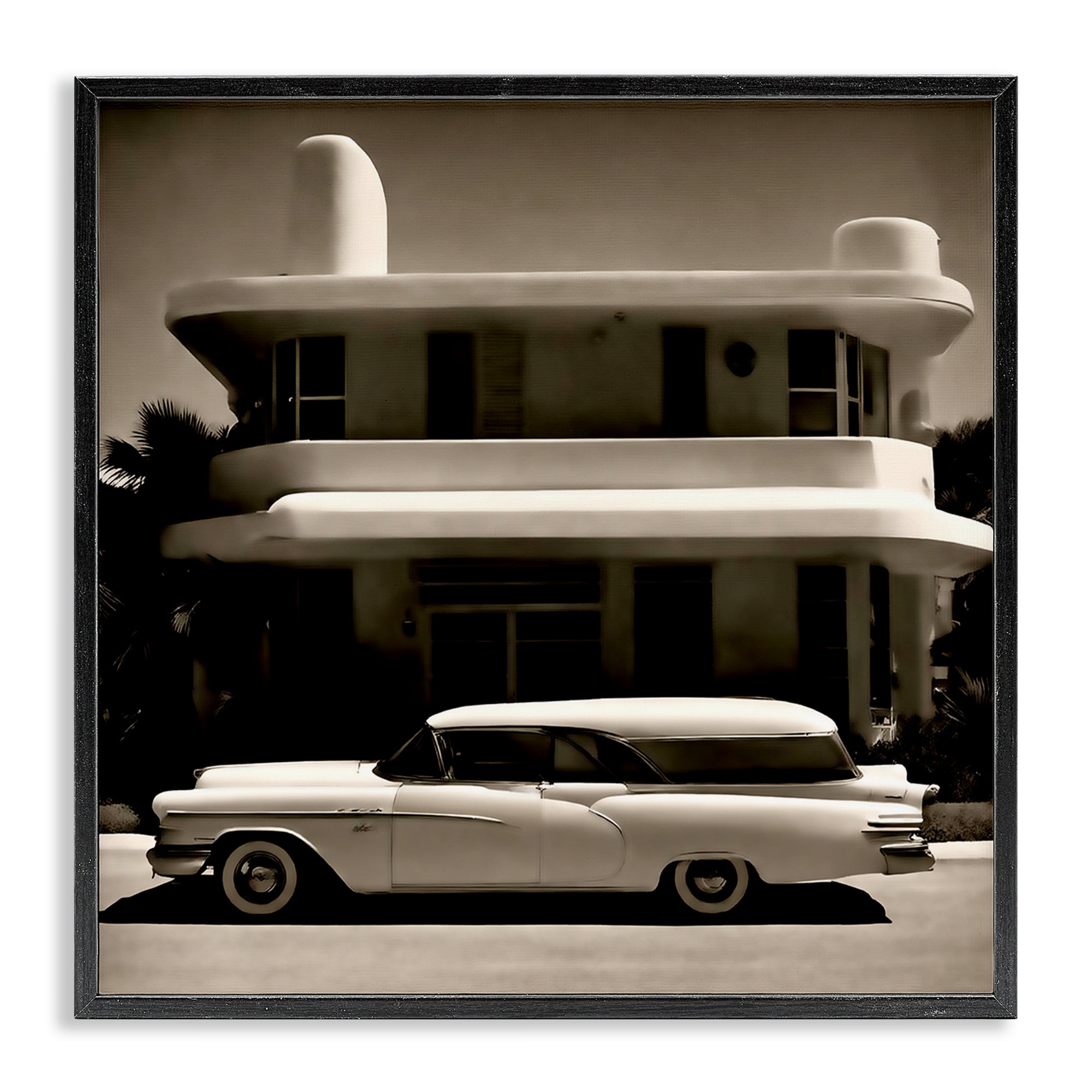 Stupell Industries Sleek Classic Car Transportation Painting Black Framed Art Print Wall Art, 24 x 24
