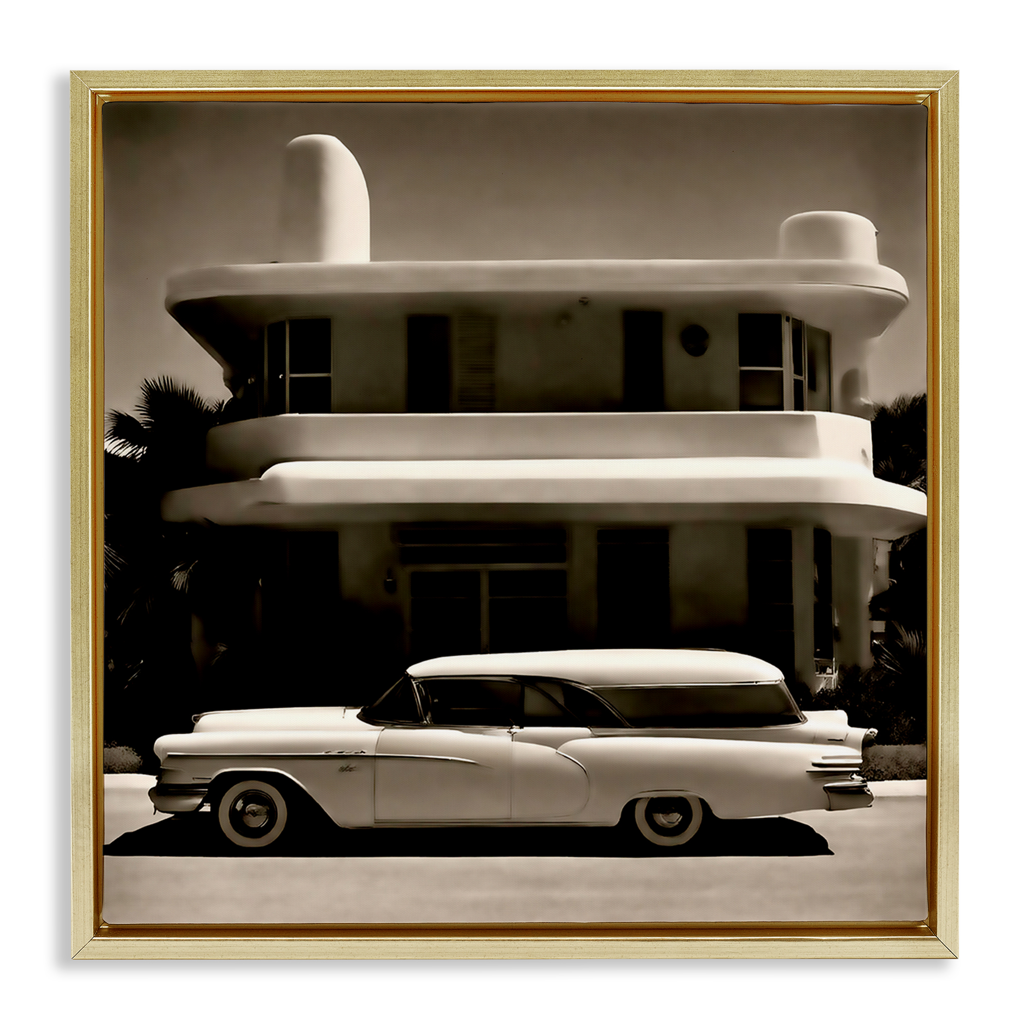 Stupell Industries Sleek Classic Car Transportation Painting Gold Floater Framed Canvas Art Print Wall Art, 25 x 25