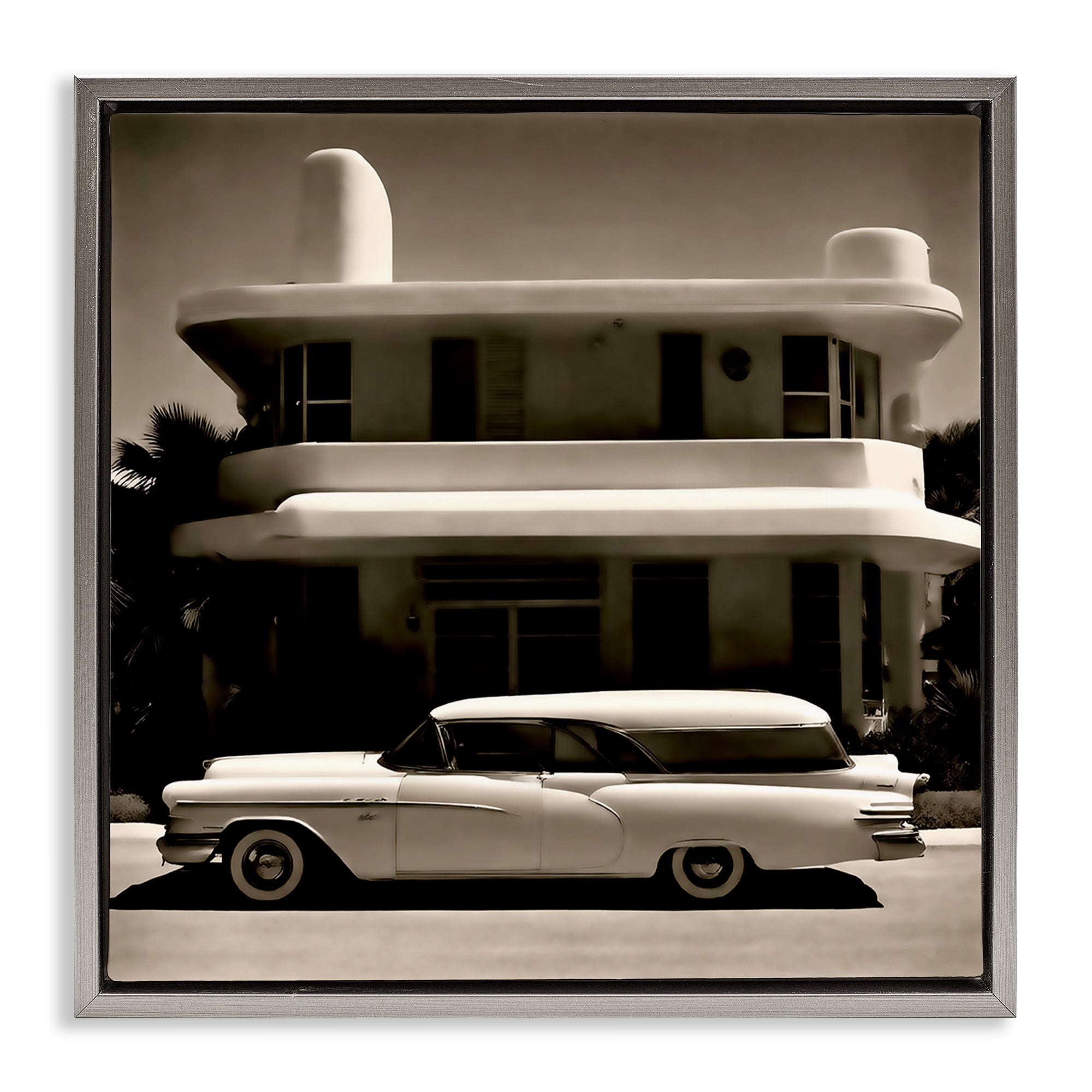Stupell Industries Sleek Classic Car Transportation Painting Gray Floater Framed Canvas Art Print Wall Art, 25 x 25