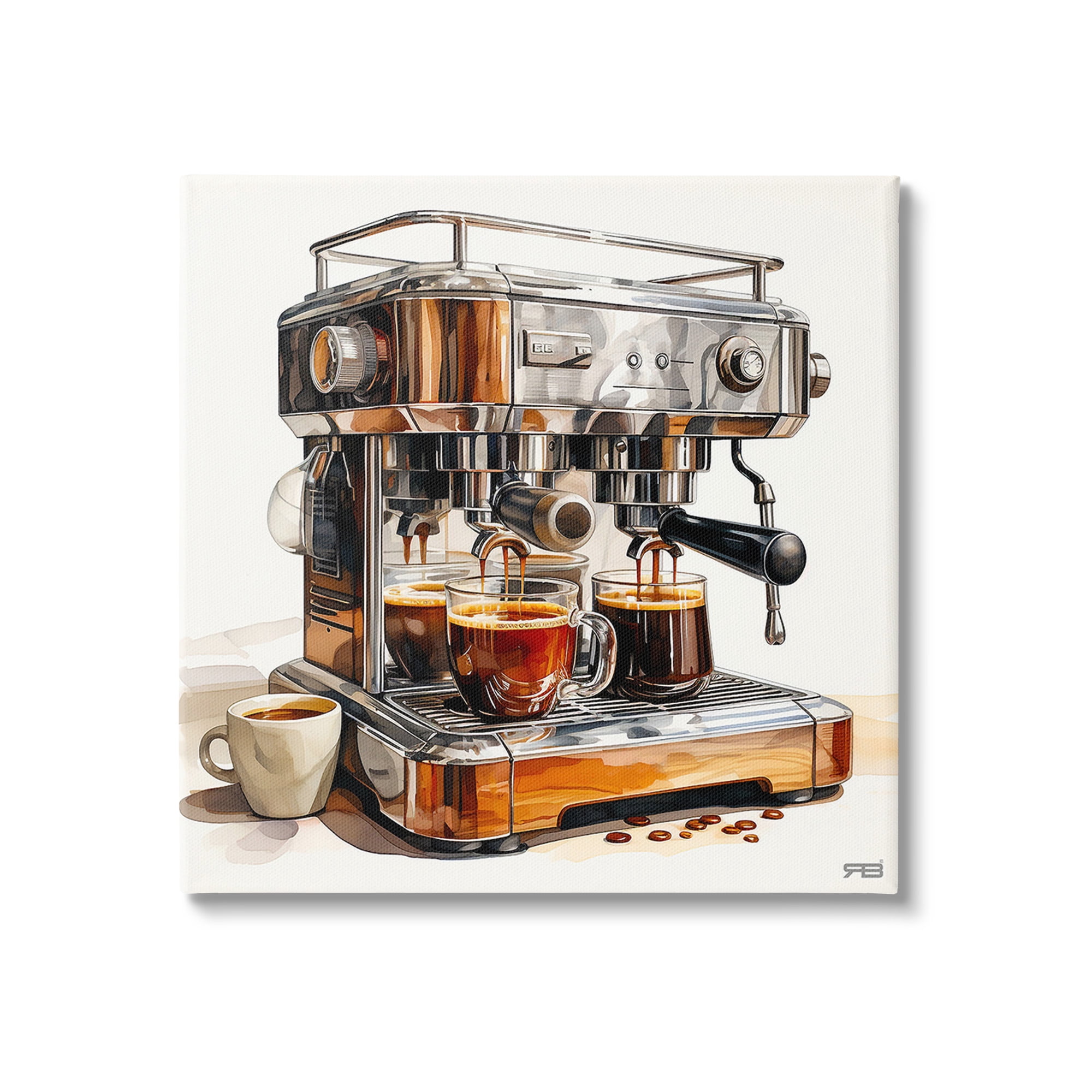 Stupell Industries Sleek Espresso Machine Food & Beverage Painting Gallery Wrapped Canvas Art Print Wall Art, 30 x 30