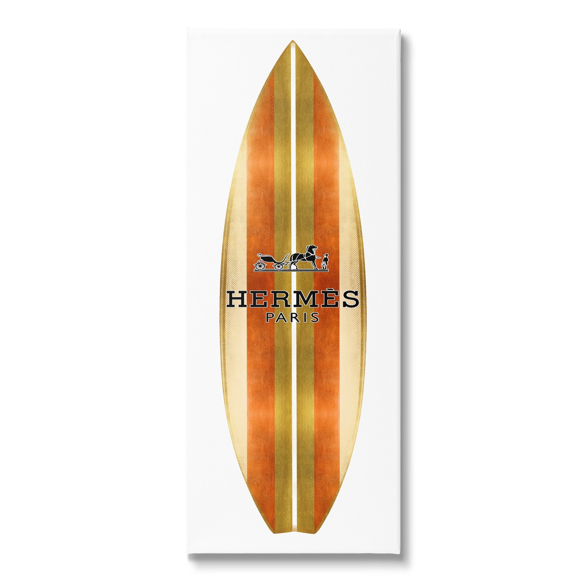 Stupell Industries Sleek Fashion Stripes Glam Designer Emblem Surfboard Canvas Wall Art, 13 x 30, Design by Madeline Blake