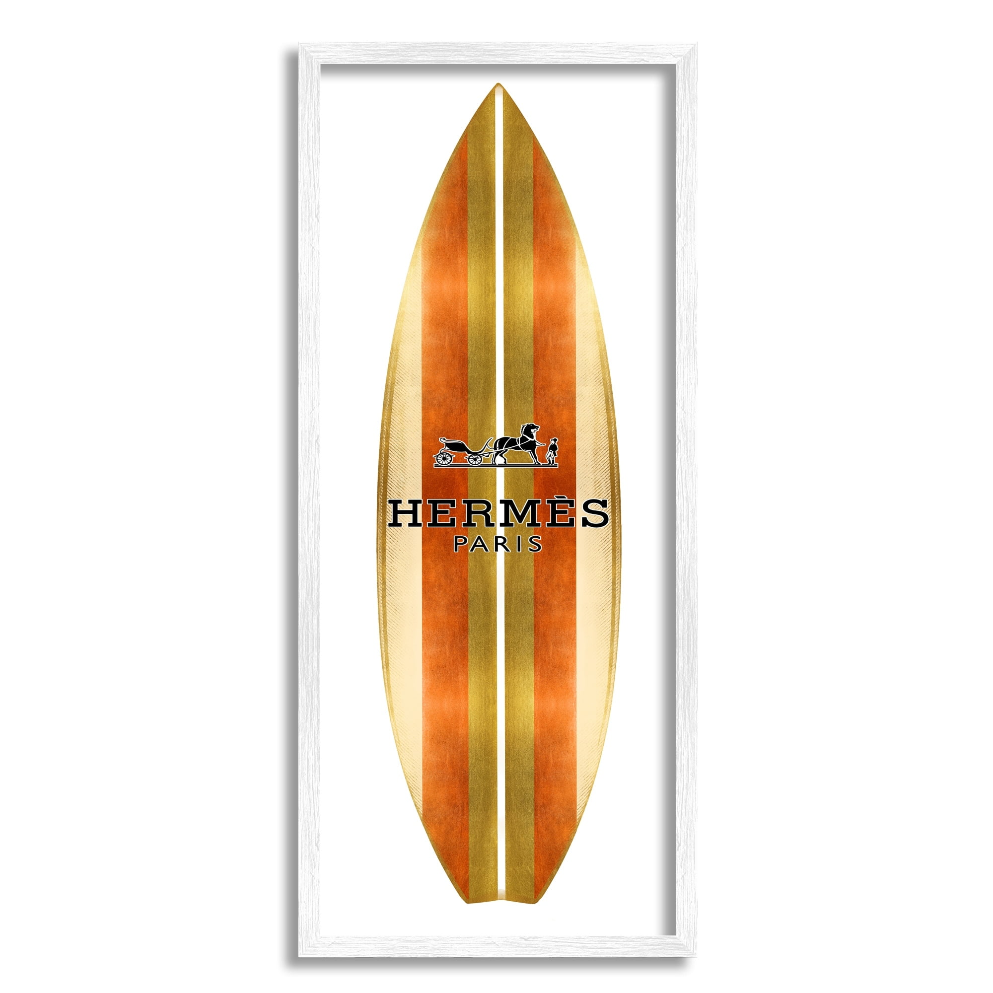 Stupell Industries Sleek Fashion Stripes Glam Designer Emblem Surfboard Framed Wall Art, 13 x 30, Design by Madeline Blake