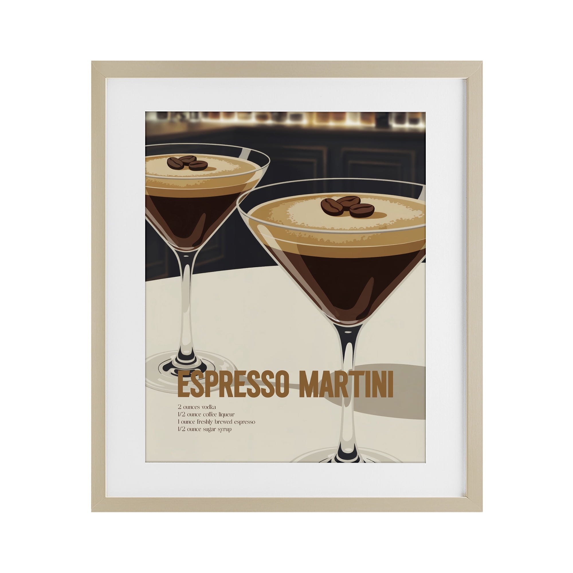 Stupell Industries Sleek Modern Espresso Martini Birch Framed Print Under Glass, design by Andreas Magnusson