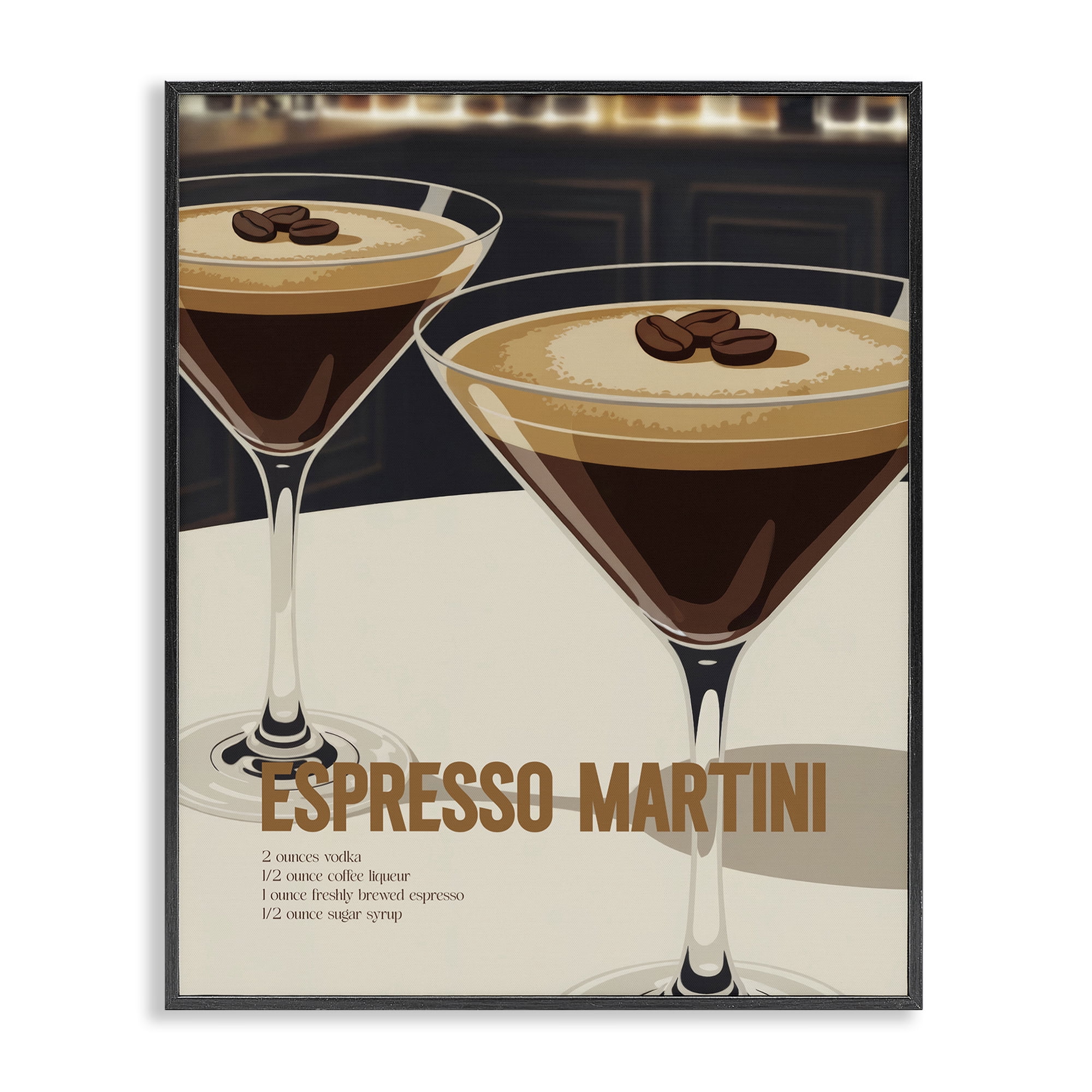Stupell Industries Sleek Modern Espresso Martini Black Framed Giclee Art, design by Andreas Magnusson
