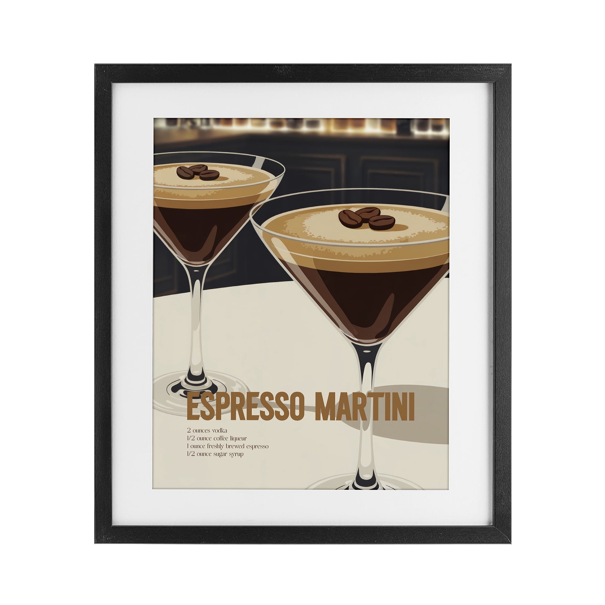Stupell Industries Sleek Modern Espresso Martini Black Framed Print Under Glass, design by Andreas Magnusson