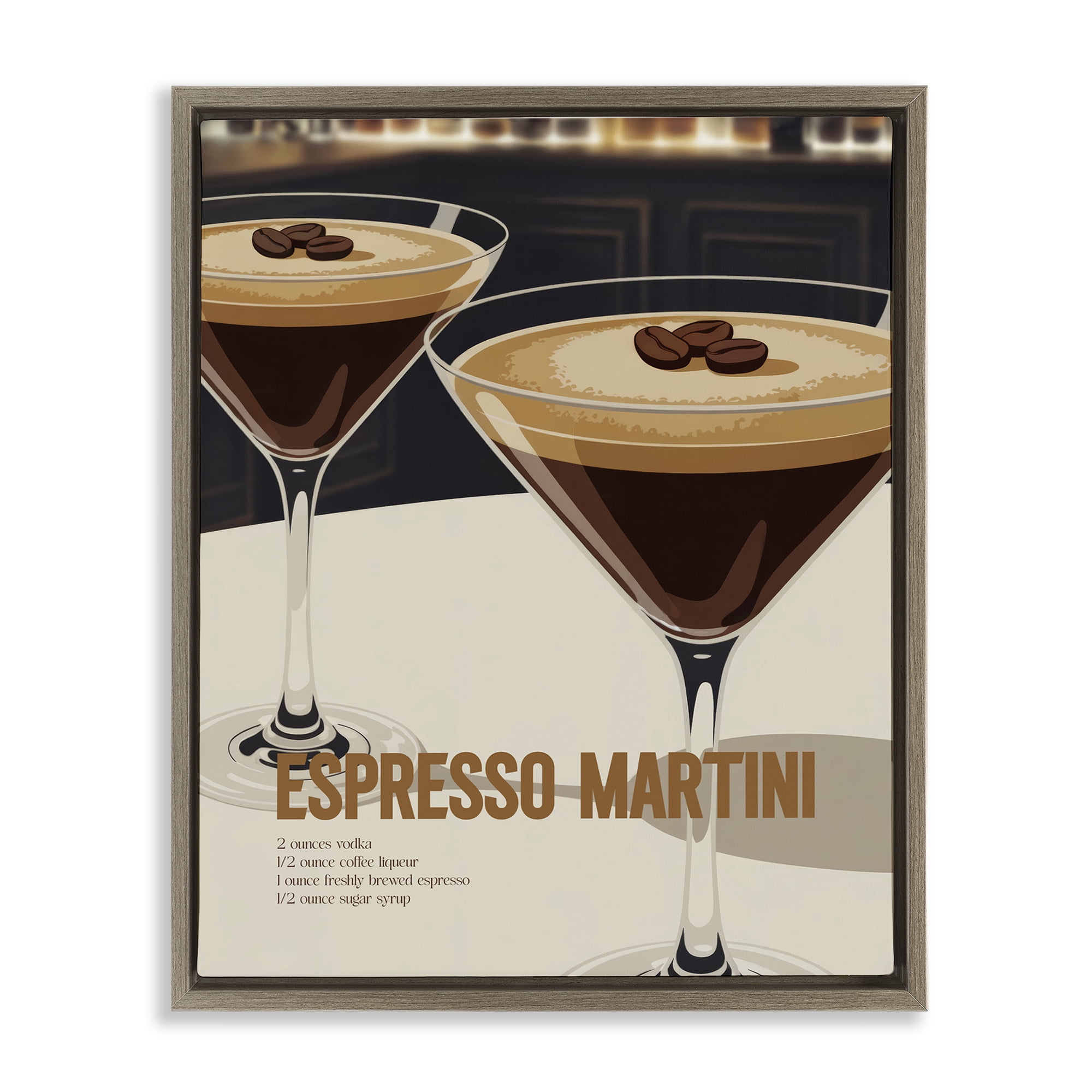 Stupell Industries Sleek Modern Espresso Martini Brown Framed Floater Canvas Wall Art, design by Andreas Magnusson