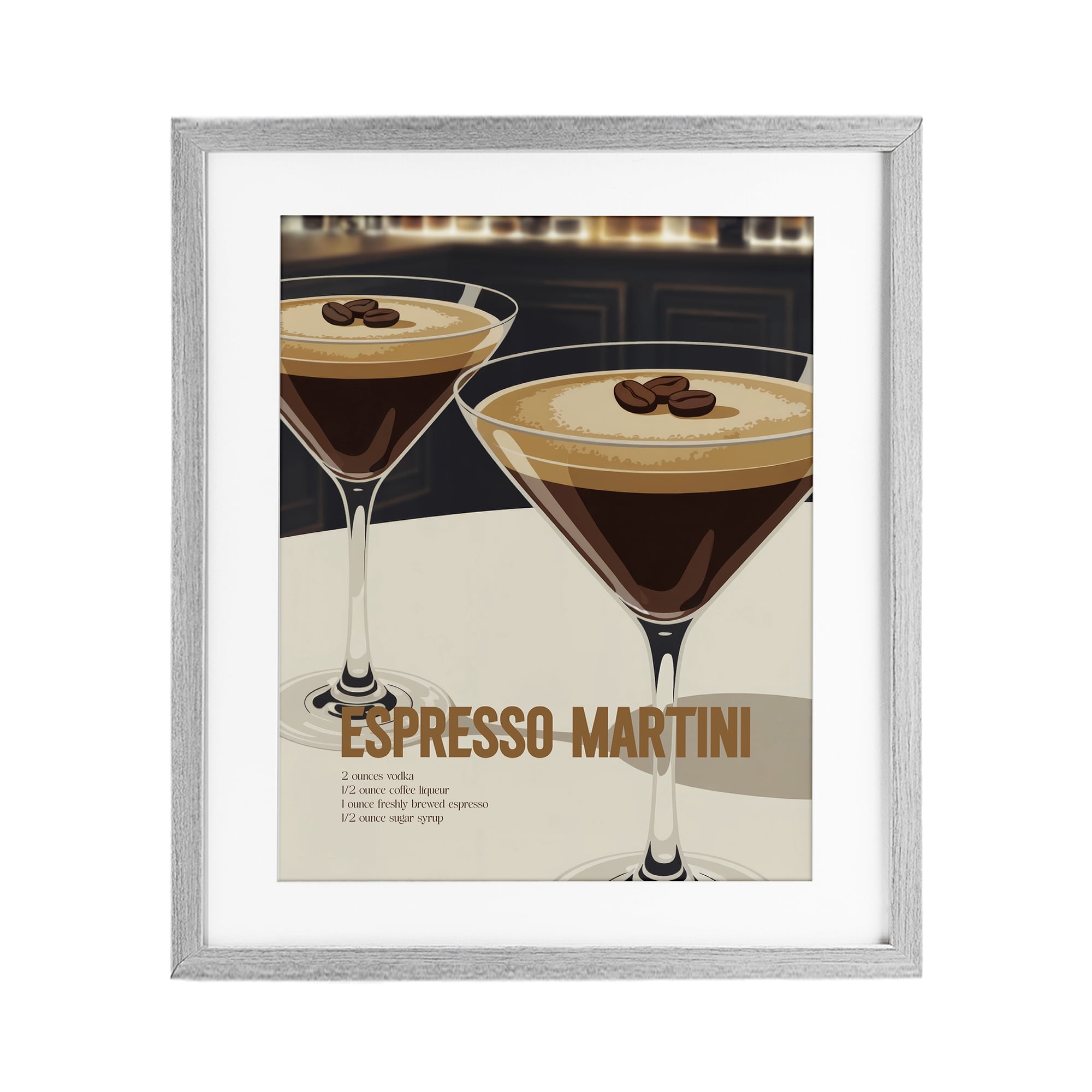 Stupell Industries Sleek Modern Espresso Martini Gray Framed Print Under Glass, design by Andreas Magnusson
